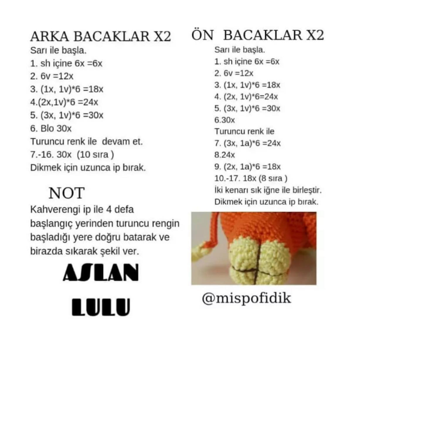 Aslan Lulu - Ücretsiz Amigurumi Tarifi: Turuncu ve Sarı Aslan Örgü Deseni