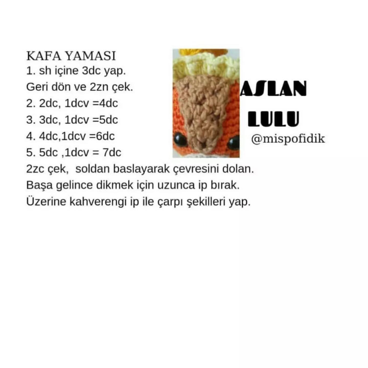 Aslan Lulu - Ücretsiz Amigurumi Tarifi: Turuncu ve Sarı Aslan Örgü Deseni