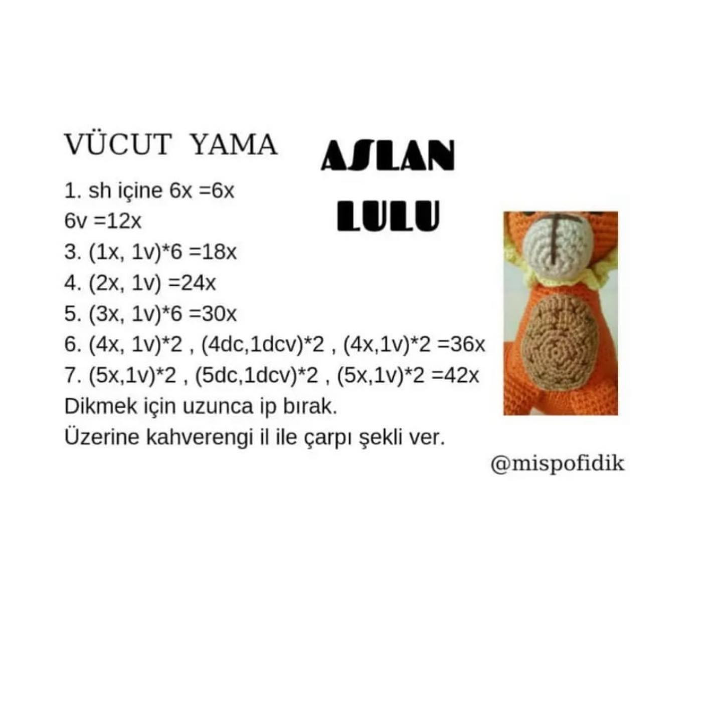 Aslan Lulu - Ücretsiz Amigurumi Tarifi: Turuncu ve Sarı Aslan Örgü Deseni