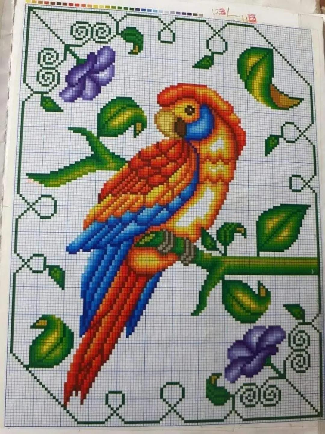 Assorted Pixel Charts for Cross Stitch: Ladybug, Frog, Mouse Kitchen Towel, Teddy Bears, and Parrot Patterns