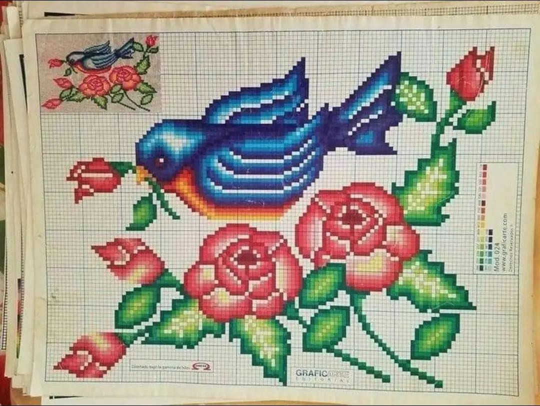 Assorted Pixel Charts for Cross Stitch: Ladybug, Frog, Mouse Kitchen Towel, Teddy Bears, and Parrot Patterns