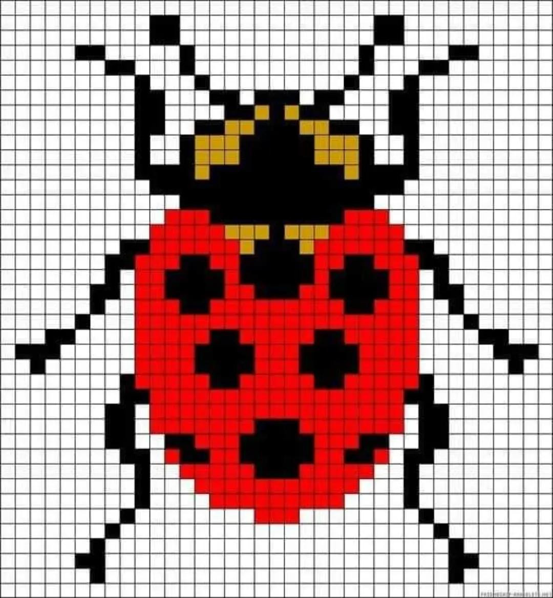 Assorted Pixel Charts for Cross Stitch: Ladybug, Frog, Mouse Kitchen Towel, Teddy Bears, and Parrot Patterns