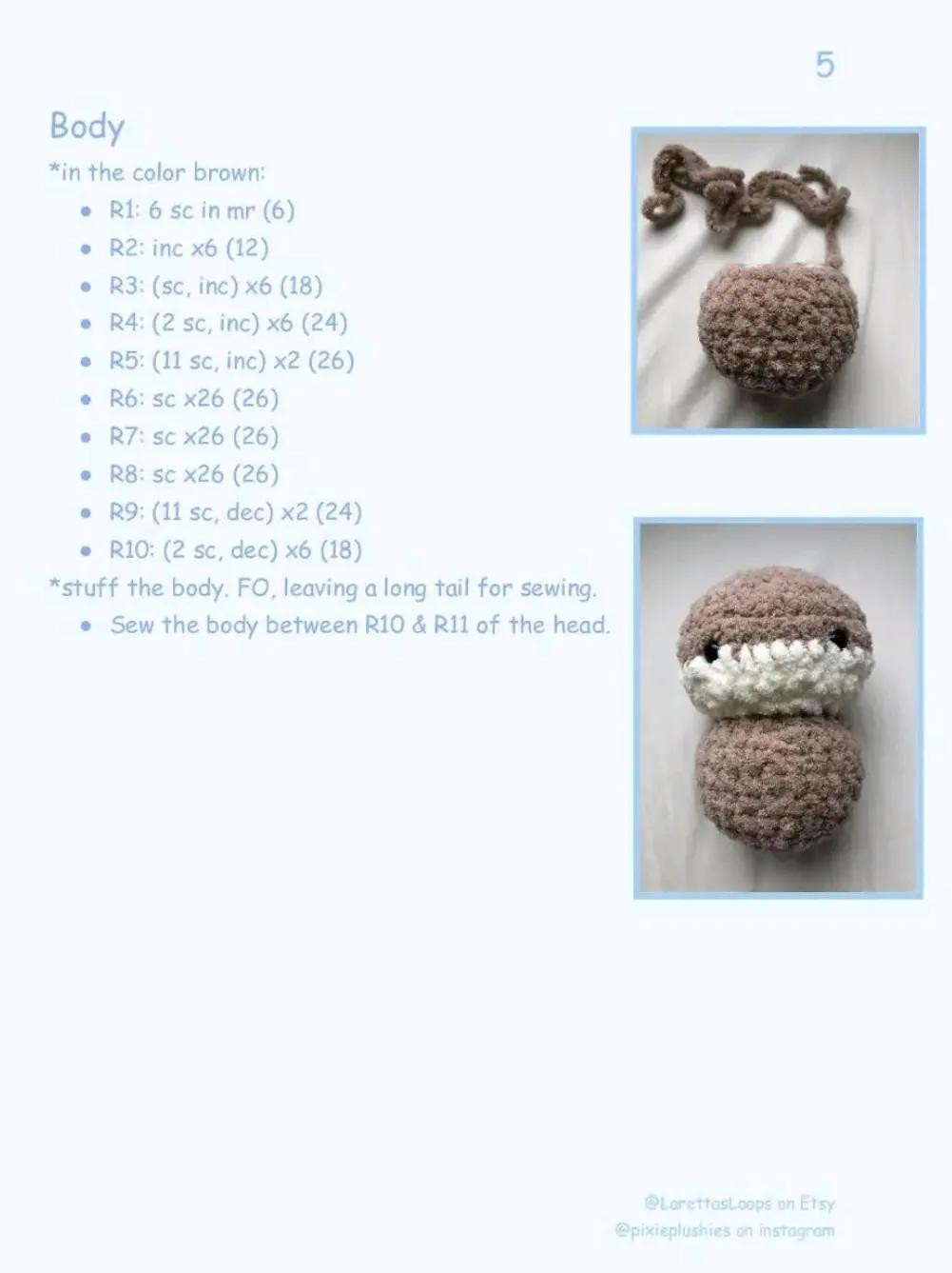 Baby Sea Otter Crochet Pattern by Loretta's Loops - Free Amigurumi Chart