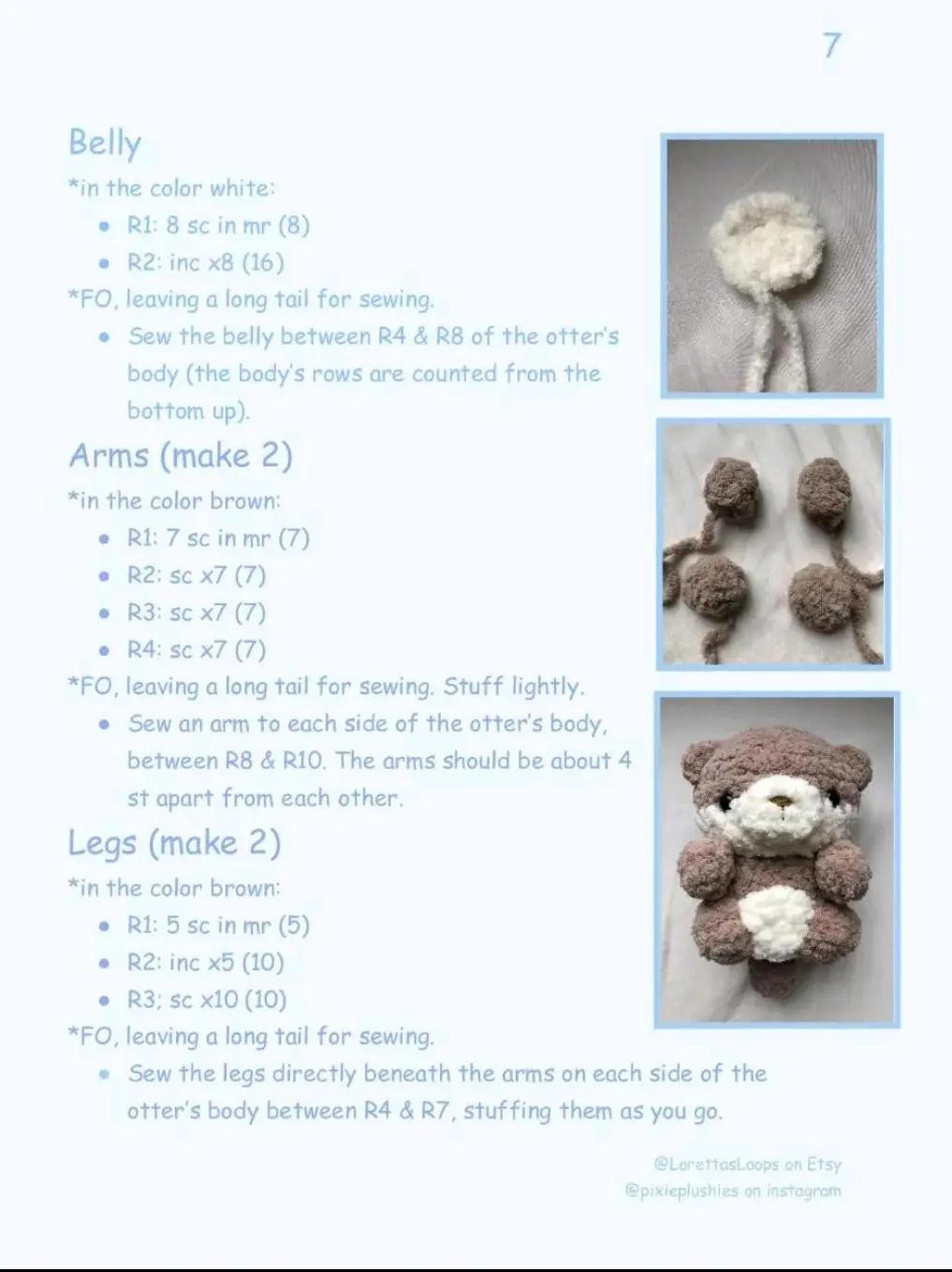 Baby Sea Otter Crochet Pattern by Loretta's Loops - Free Amigurumi Chart