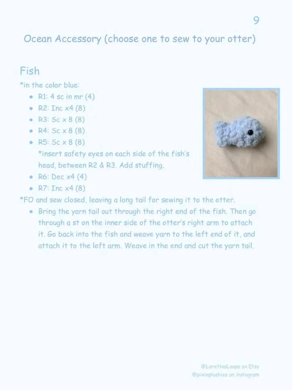 Baby Sea Otter Crochet Pattern by Loretta's Loops - Free Amigurumi Chart
