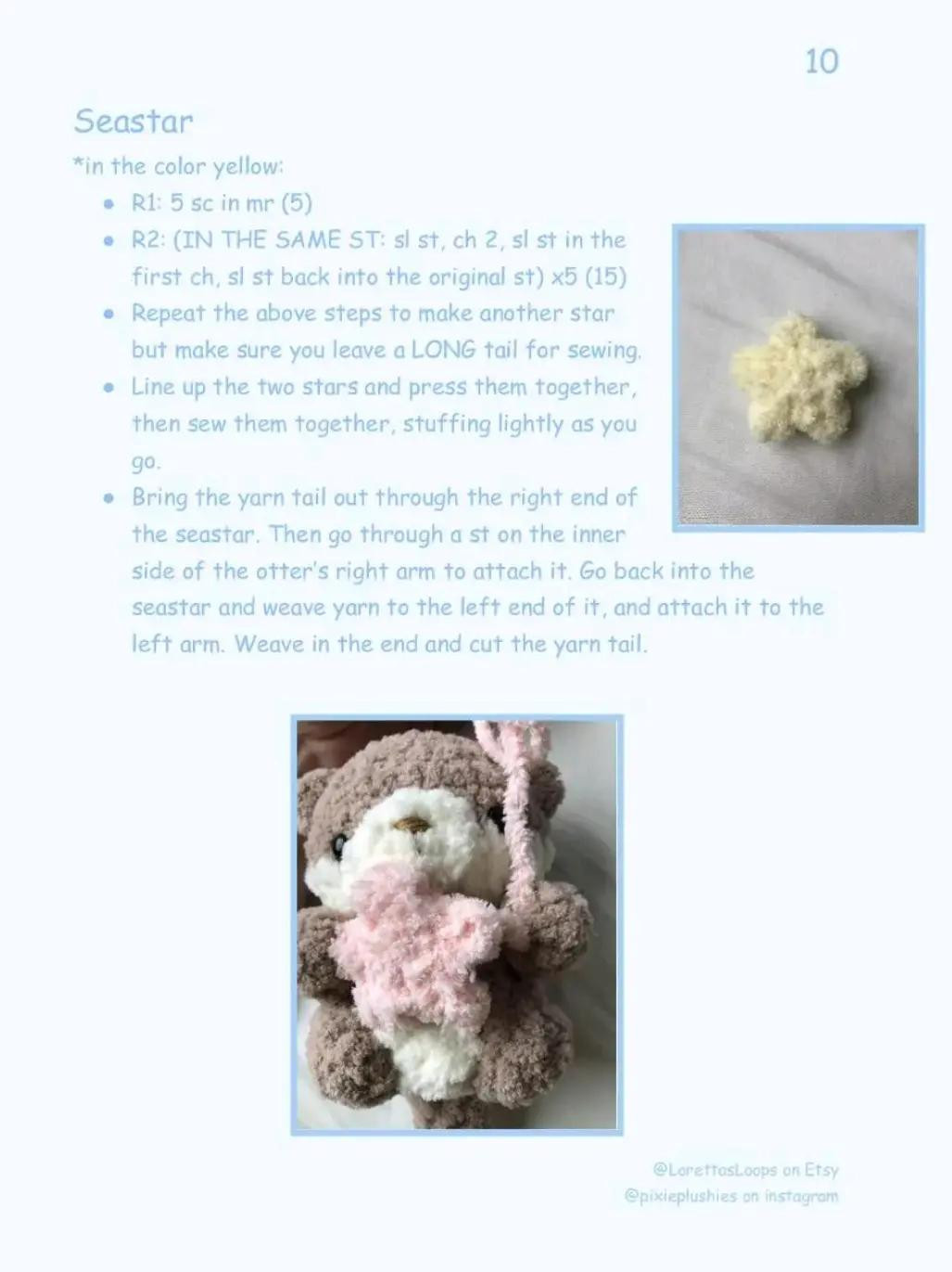 Baby Sea Otter Crochet Pattern by Loretta's Loops - Free Amigurumi Chart