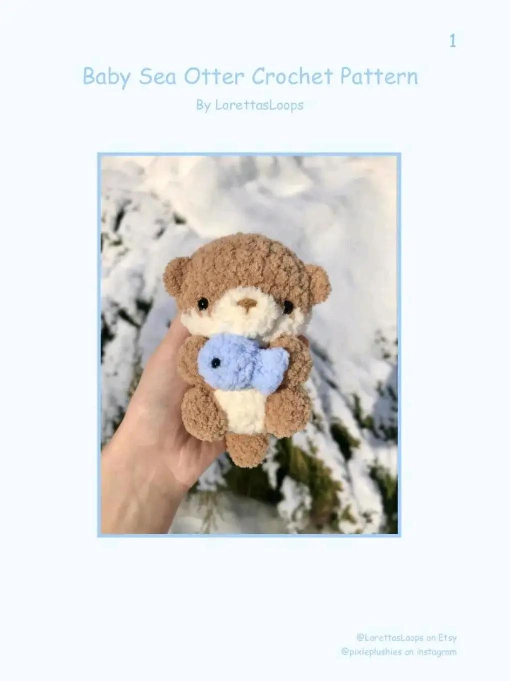 Baby Sea Otter Crochet Pattern by Loretta's Loops - Free Amigurumi Chart