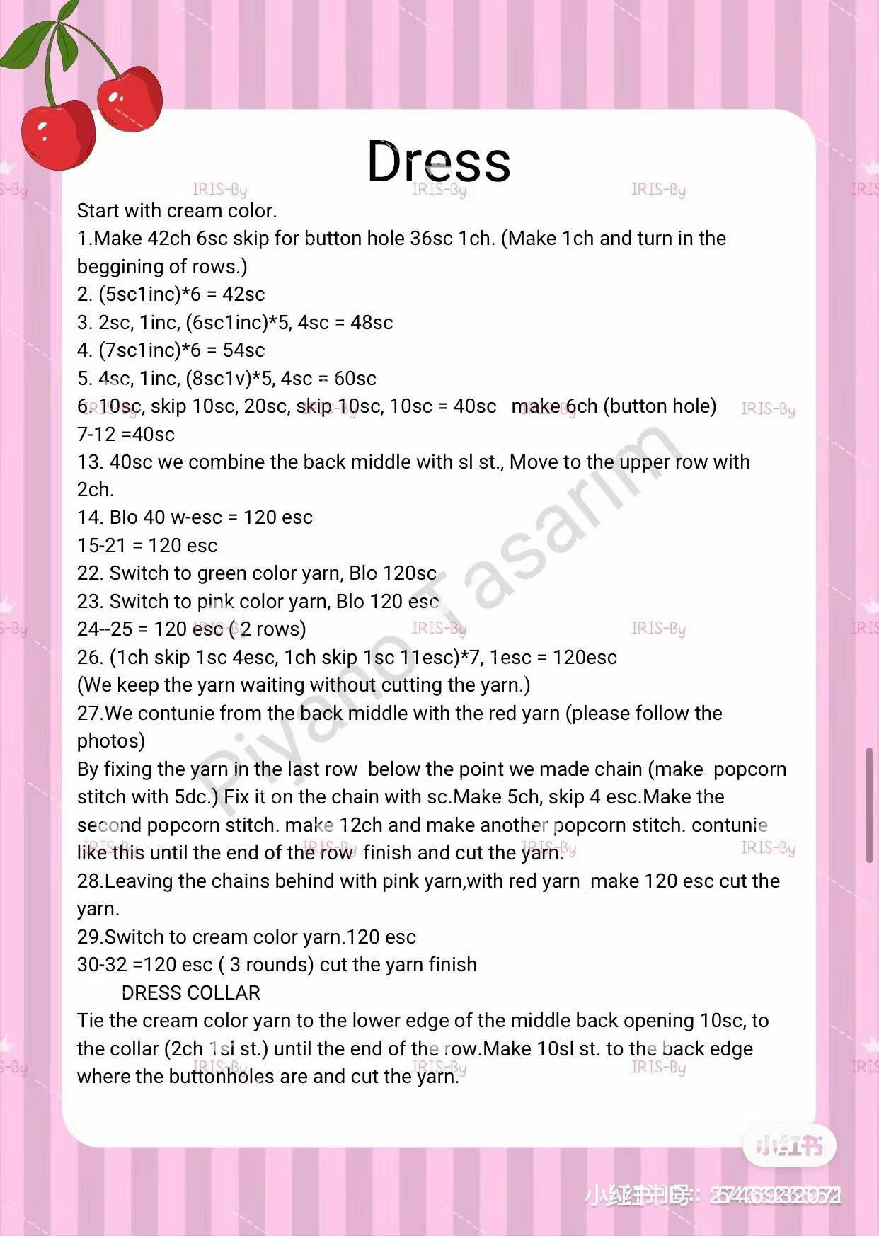 Balca Doll Crochet Pattern: Cherry Dress and Hair Tutorial