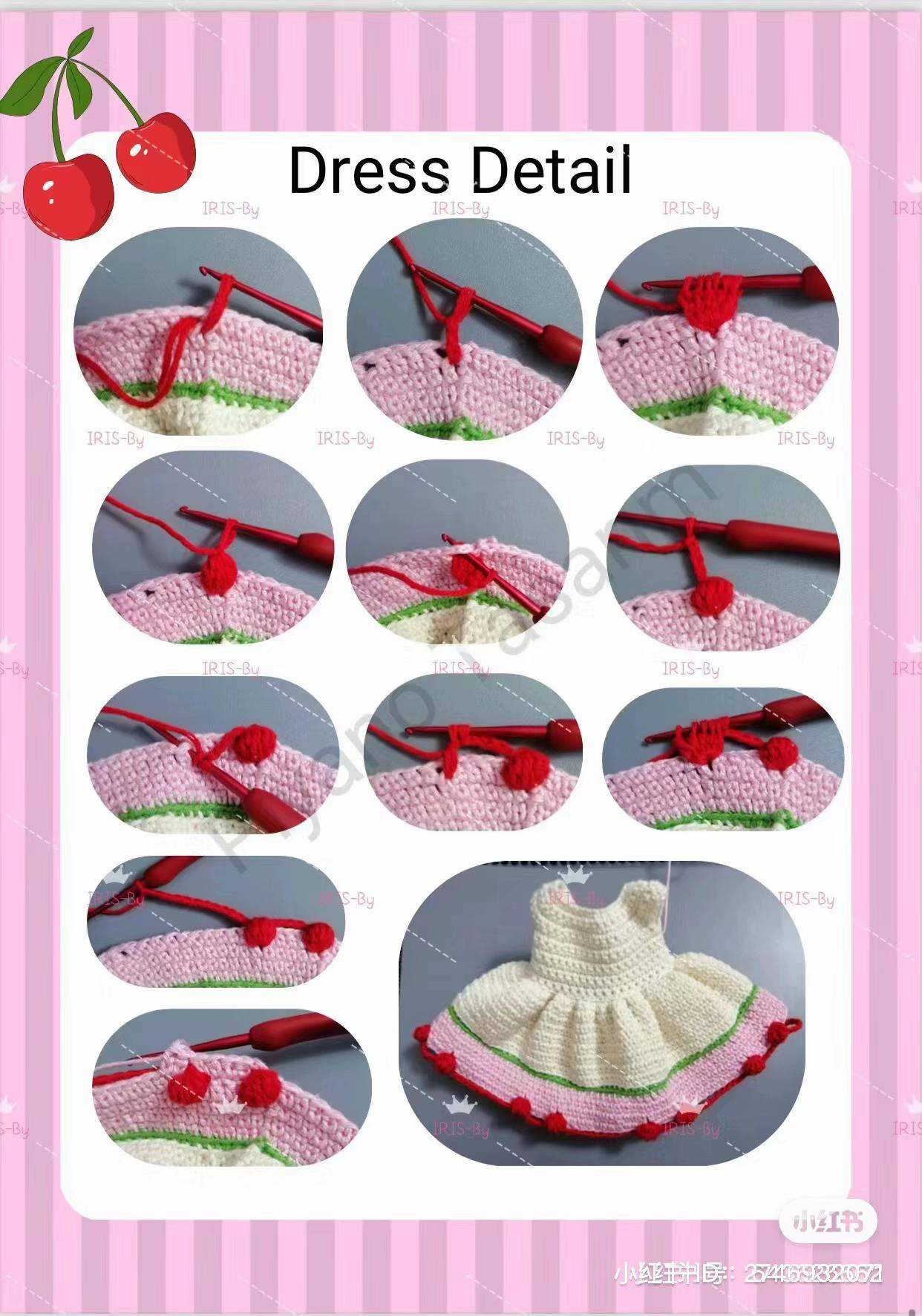 Balca Doll Crochet Pattern: Cherry Dress and Hair Tutorial