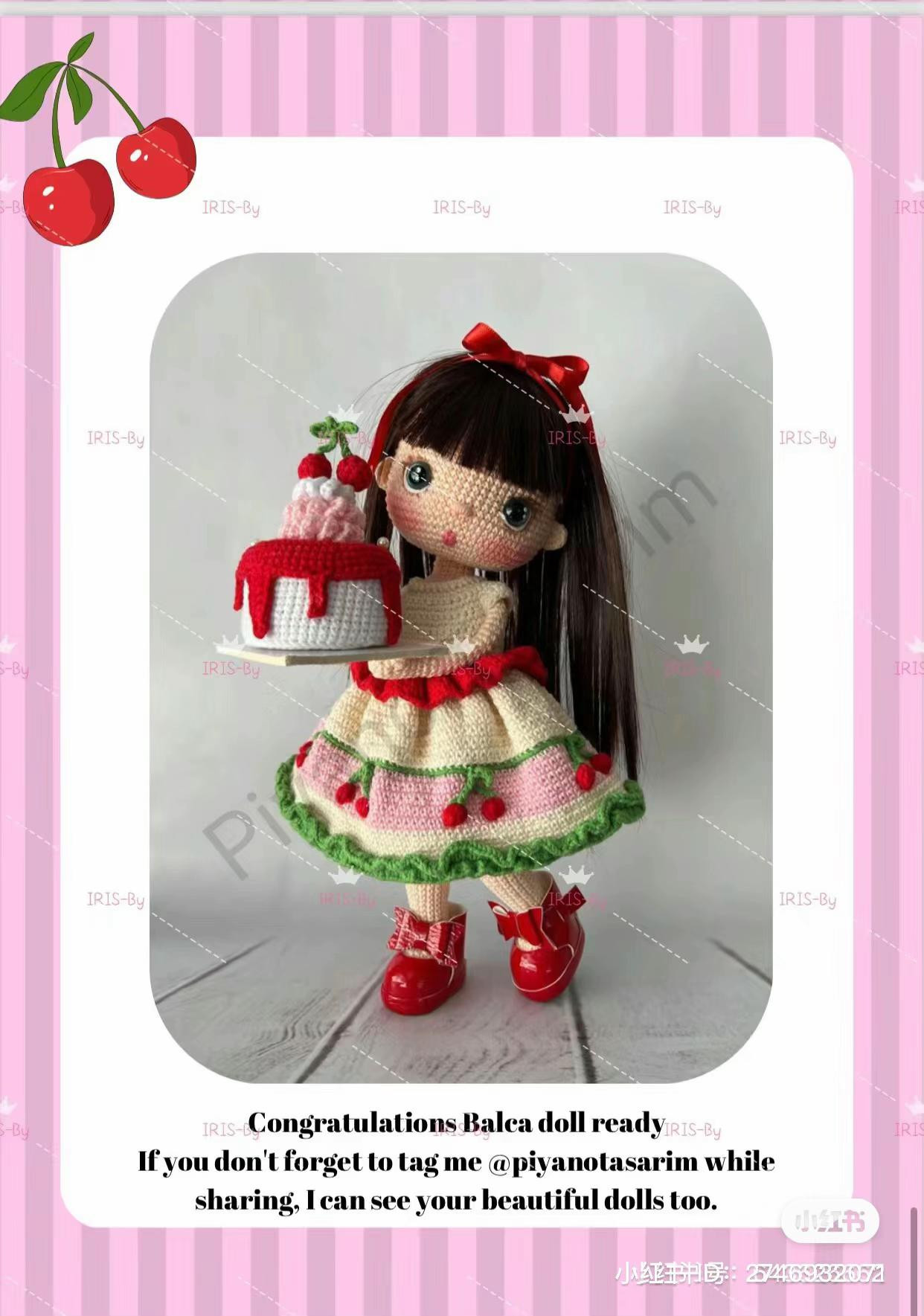 Balca Doll Crochet Pattern: Cherry Dress and Hair Tutorial