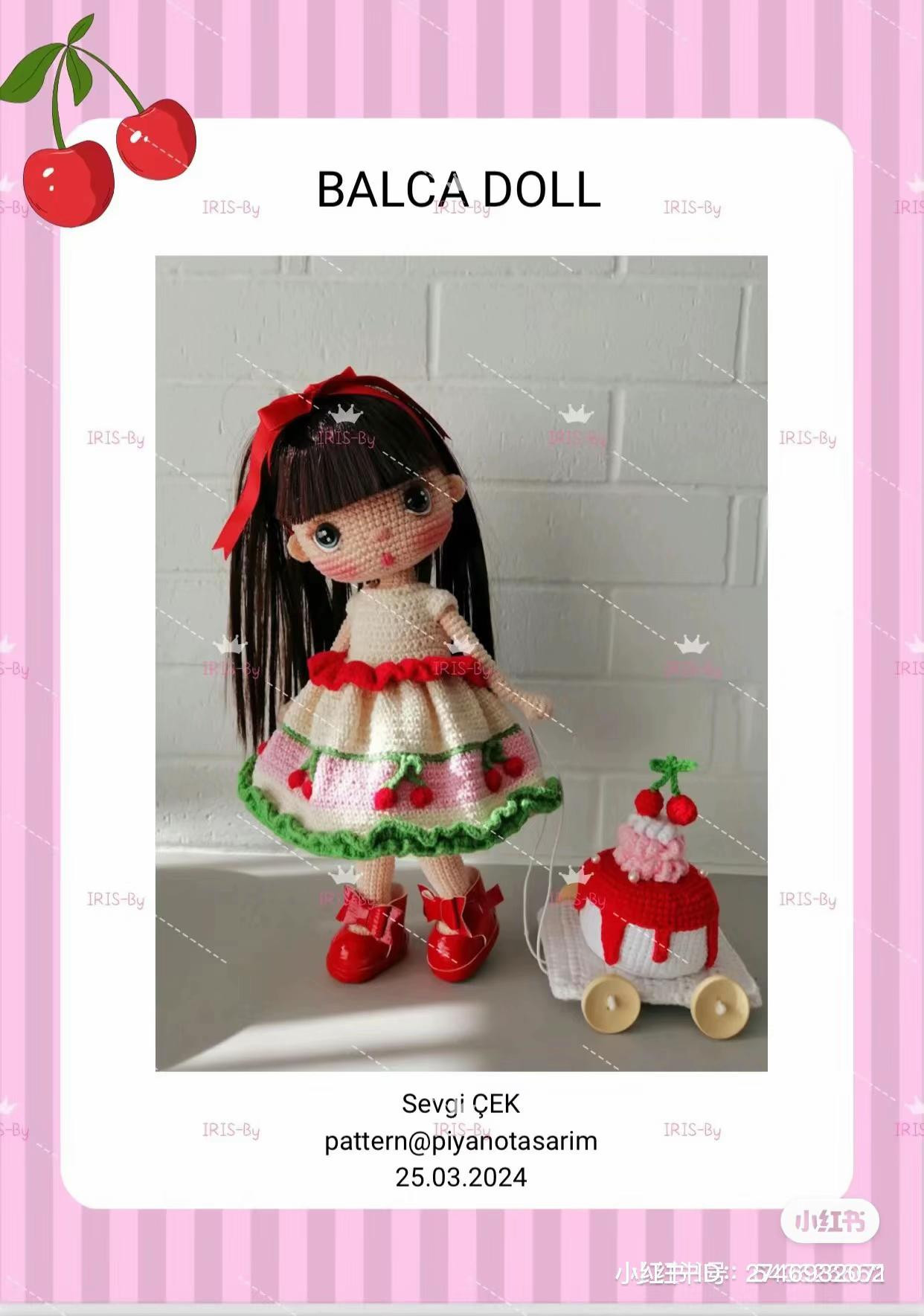 Balca Doll Crochet Pattern: Cherry Dress and Hair Tutorial