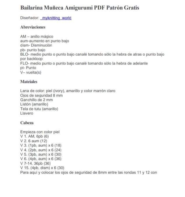 Ballerina Amigurumi Doll PDF Pattern Free