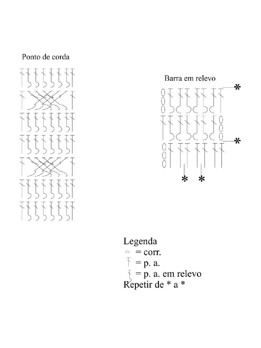 Bảng chart móc len găng tay hở ngón màu kem