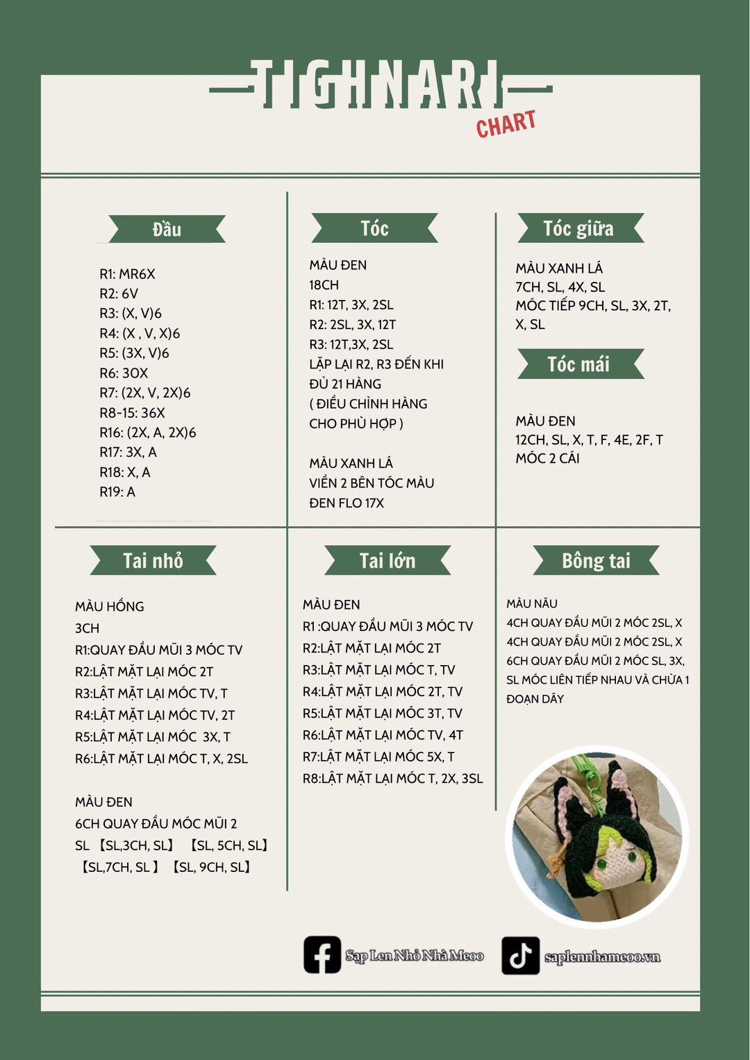 Bảng hướng dẫn móc len chi tiết nhân vật Tighnari