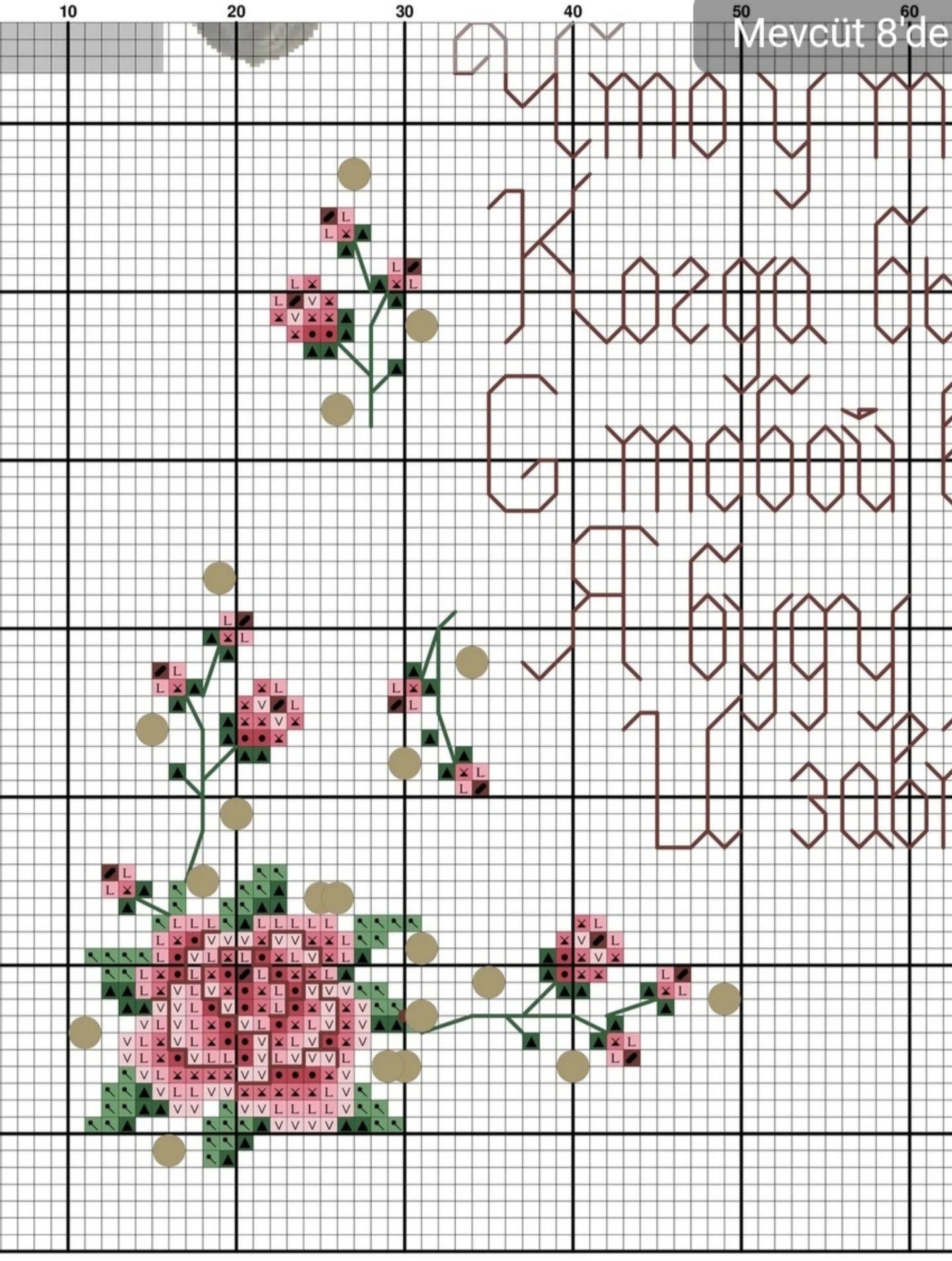 Bảng hướng dẫn thêu chữ thập hình hoa hồng và thơ tiếng Nga về tình bạn