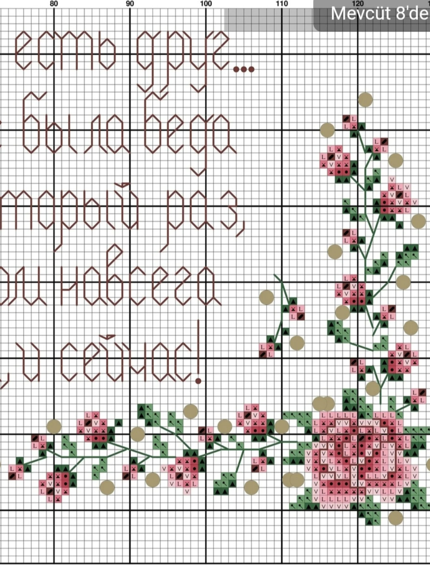 Bảng hướng dẫn thêu chữ thập hình hoa hồng và thơ tiếng Nga về tình bạn