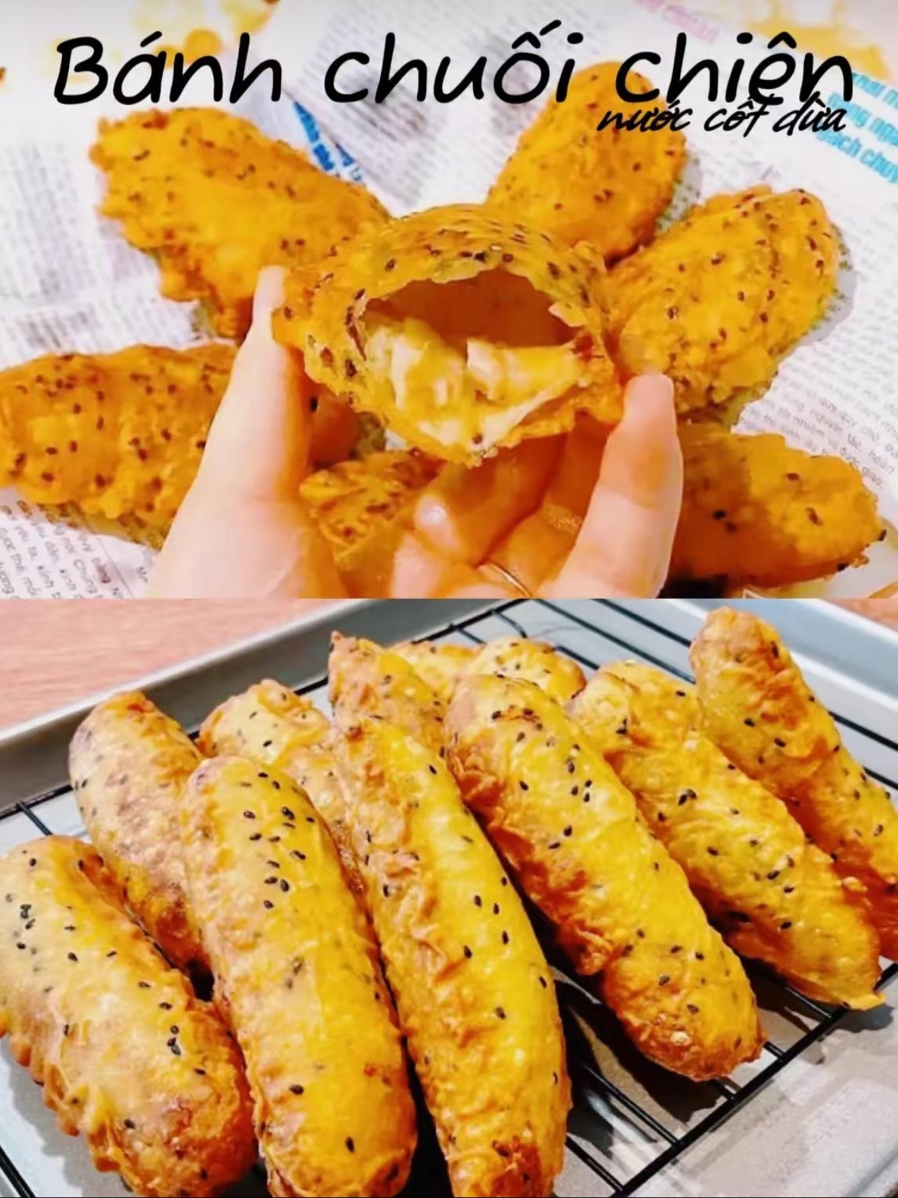 Bánh chuối chiên giòn rụm nhân phô mai béo ngậy