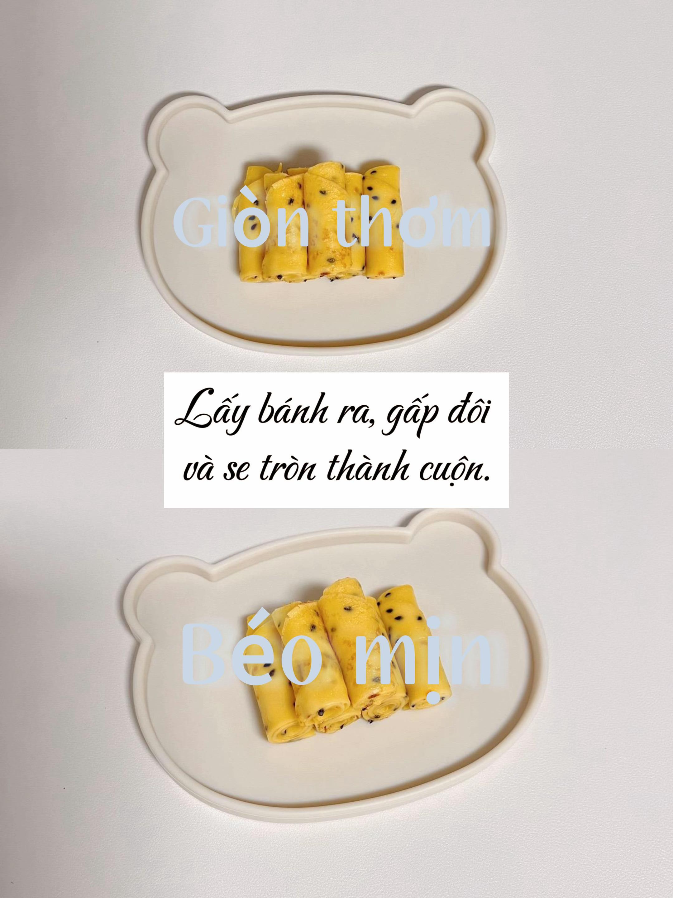 Bánh cuộn trứng sữa mè đen cho bé 9 tháng tuổi, giòn thơm béo mịn