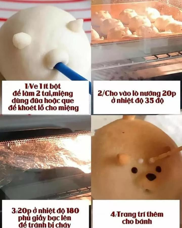 Bánh gấu cute nhân đậu đỏ thơm béo, hướng dẫn làm chi tiết từng bước