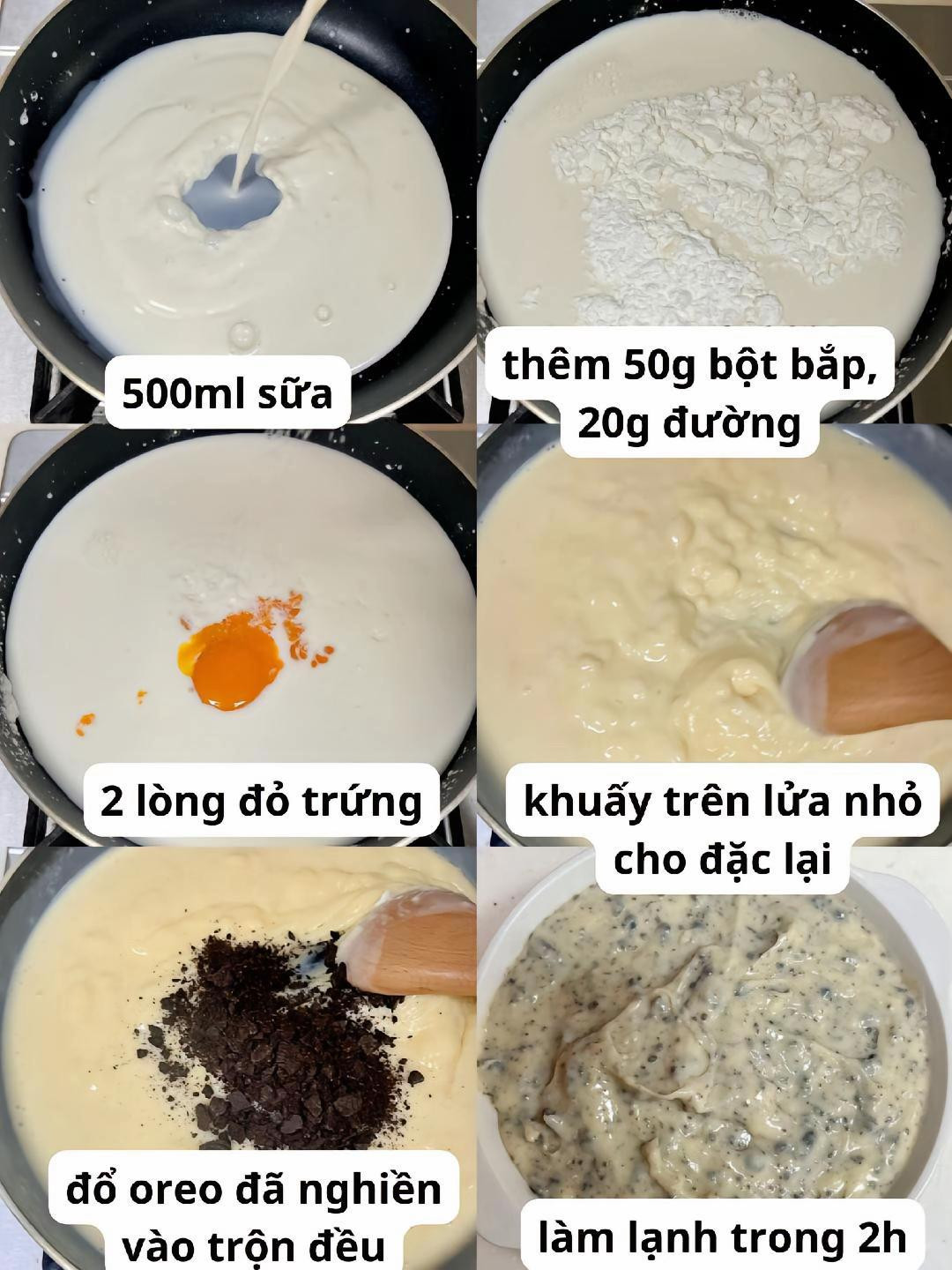 Bánh kem Oreo lạnh không cần lò nướng, cách làm bánh pudding sữa trứng với vụn bánh quy