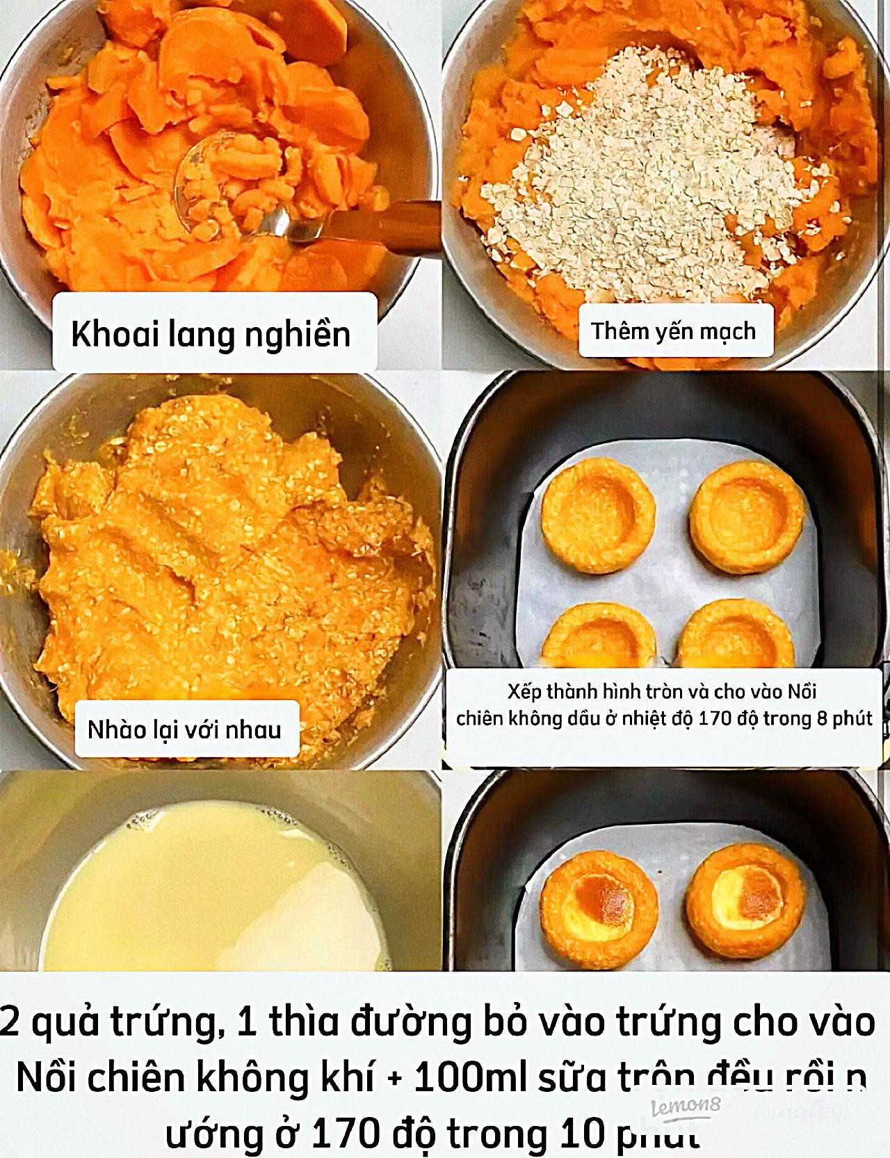 Bánh khoai lang nướng yến mạch trứng sữa