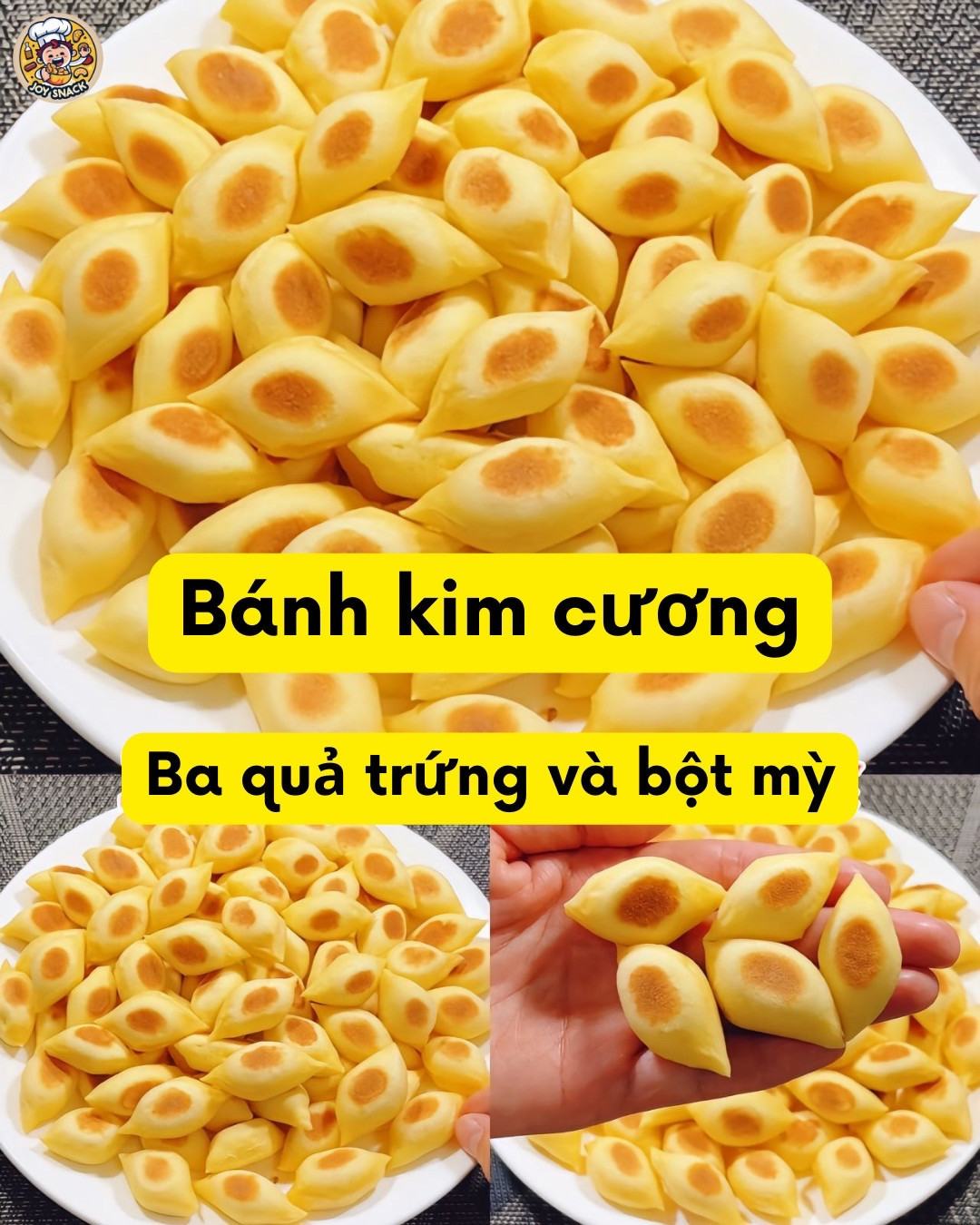 Bánh kim cương: Công thức làm bánh giòn tan từ trứng và bột mì