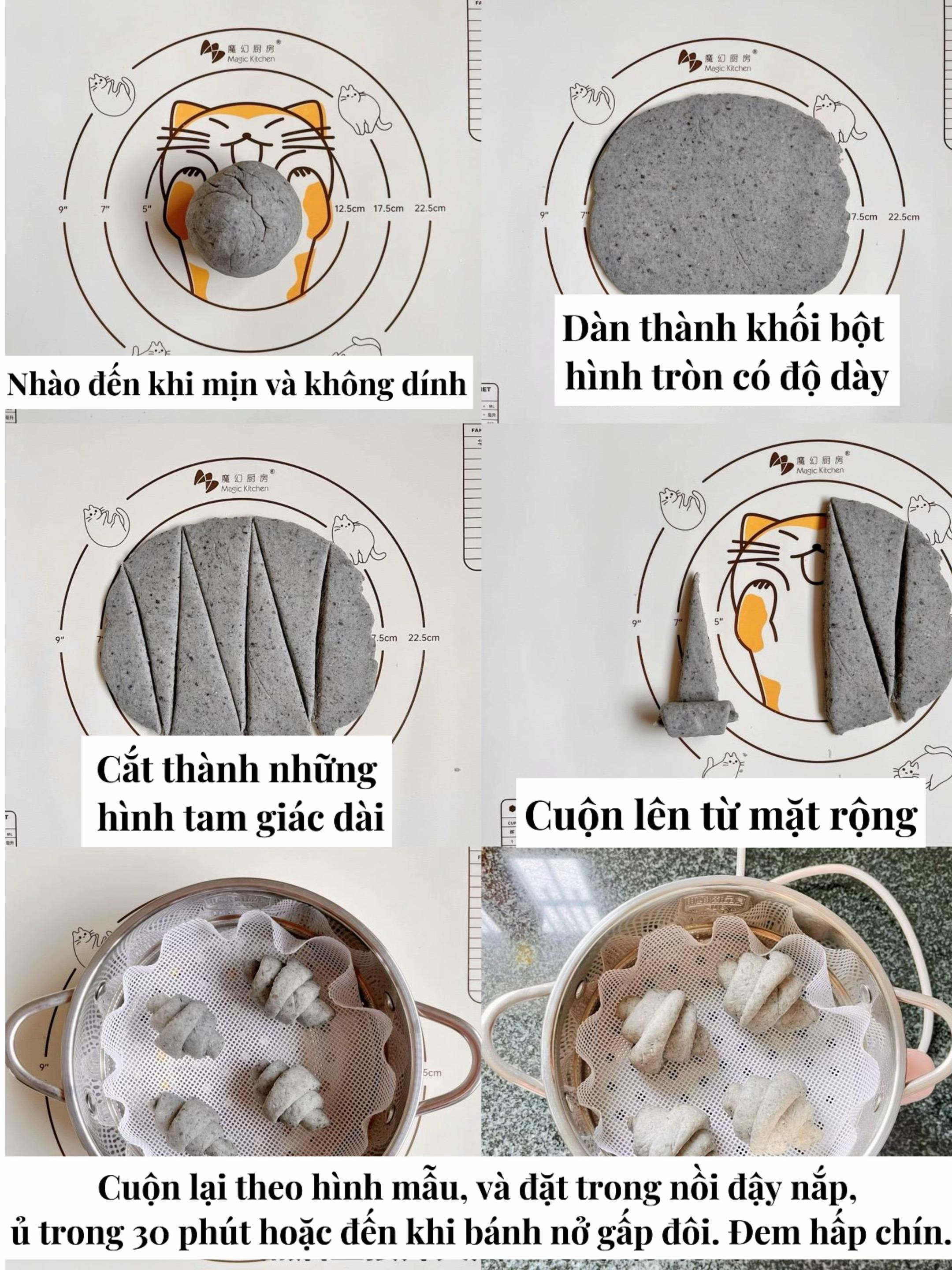 Bánh mì mè đen hấp mềm thơm cho bé ăn dặm từ 10 tháng tuổi