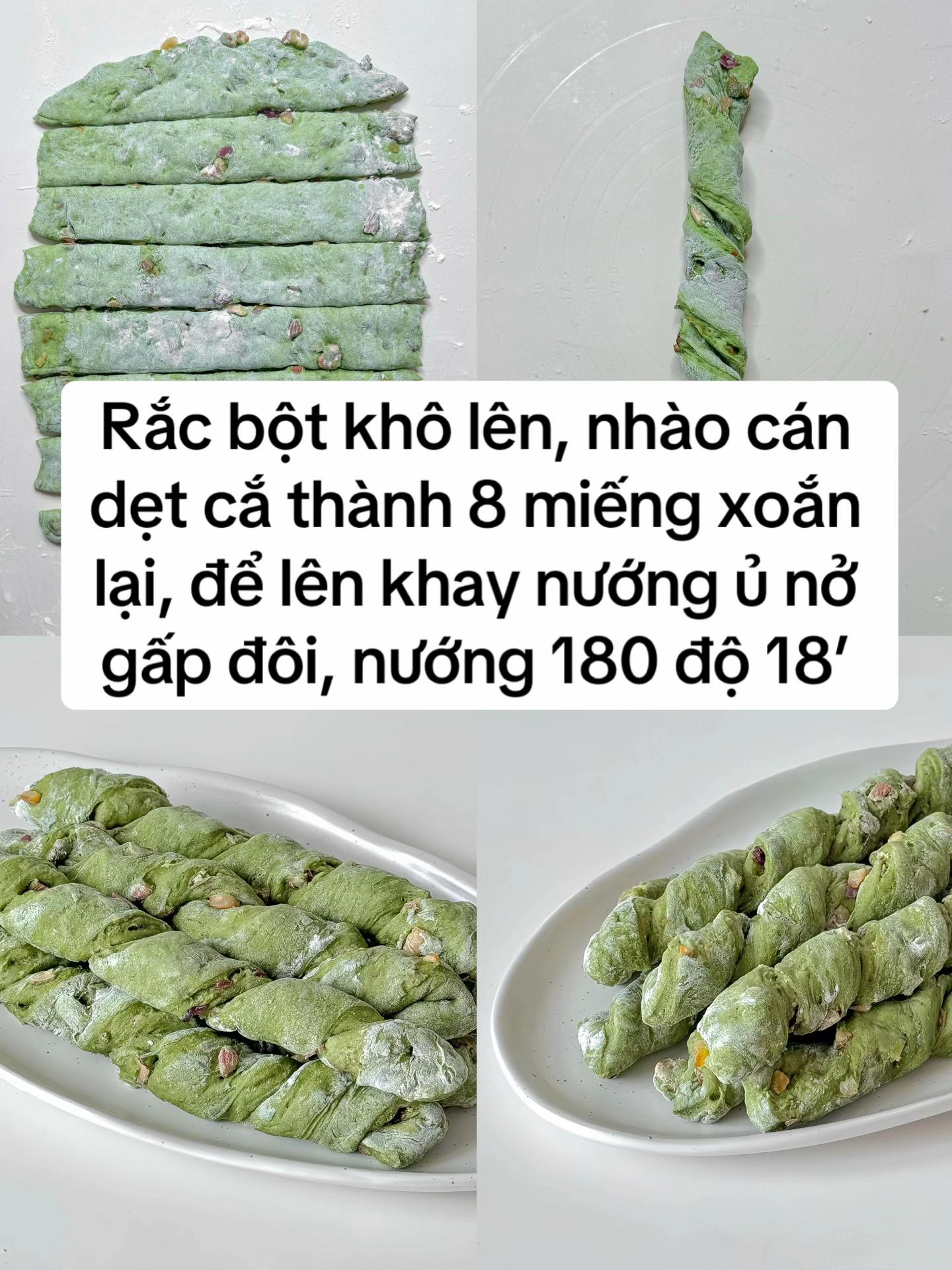 Bánh mì que Matcha hạt và vỏ cam xoắn đẹp mắt, công thức healthy
