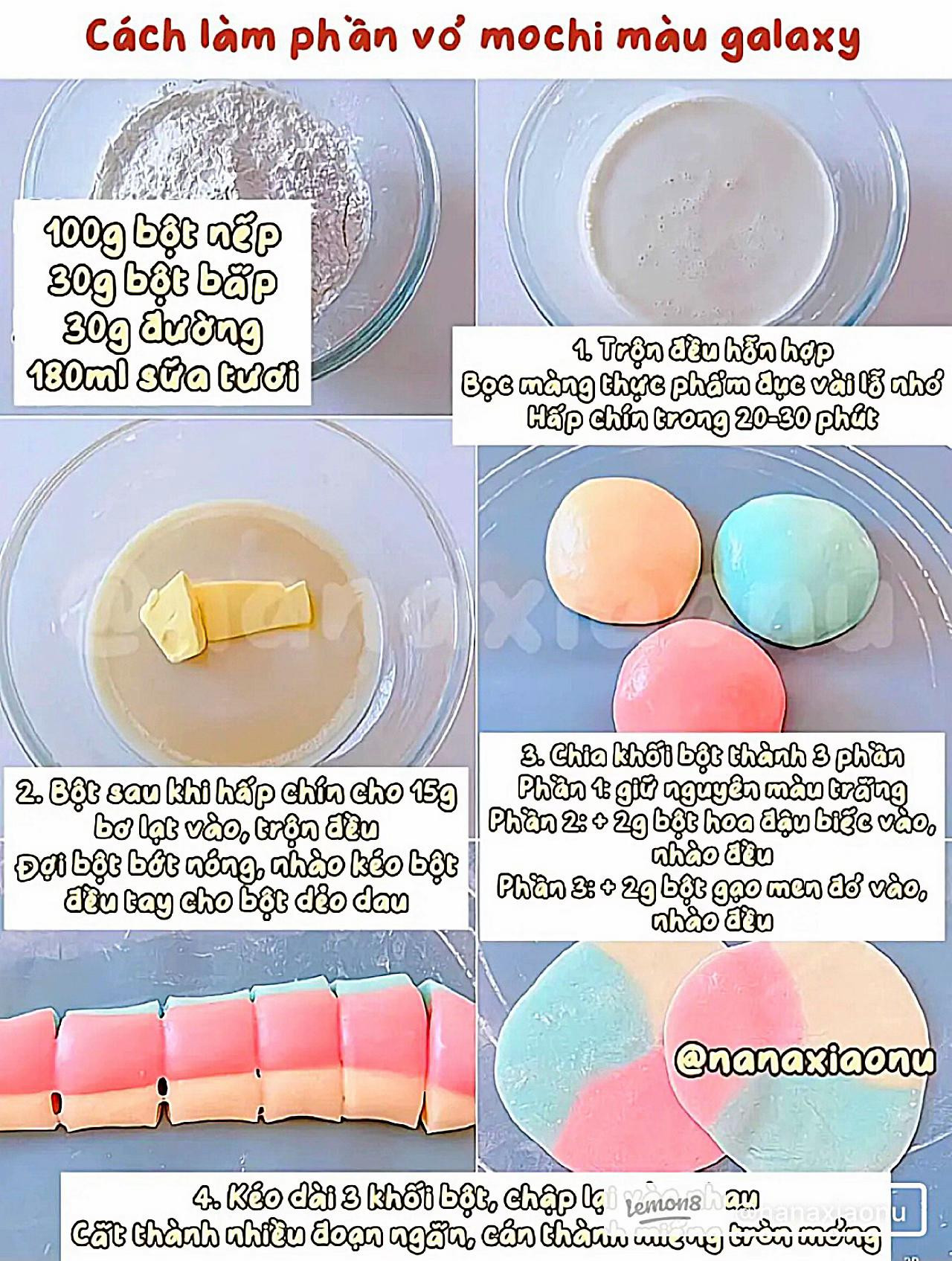 Bánh Mochi Galaxy Nhân Kem Việt Quất: Hướng Dẫn Chi Tiết Cách Làm Vỏ Nhiều Màu Và начинка Kem Oreo