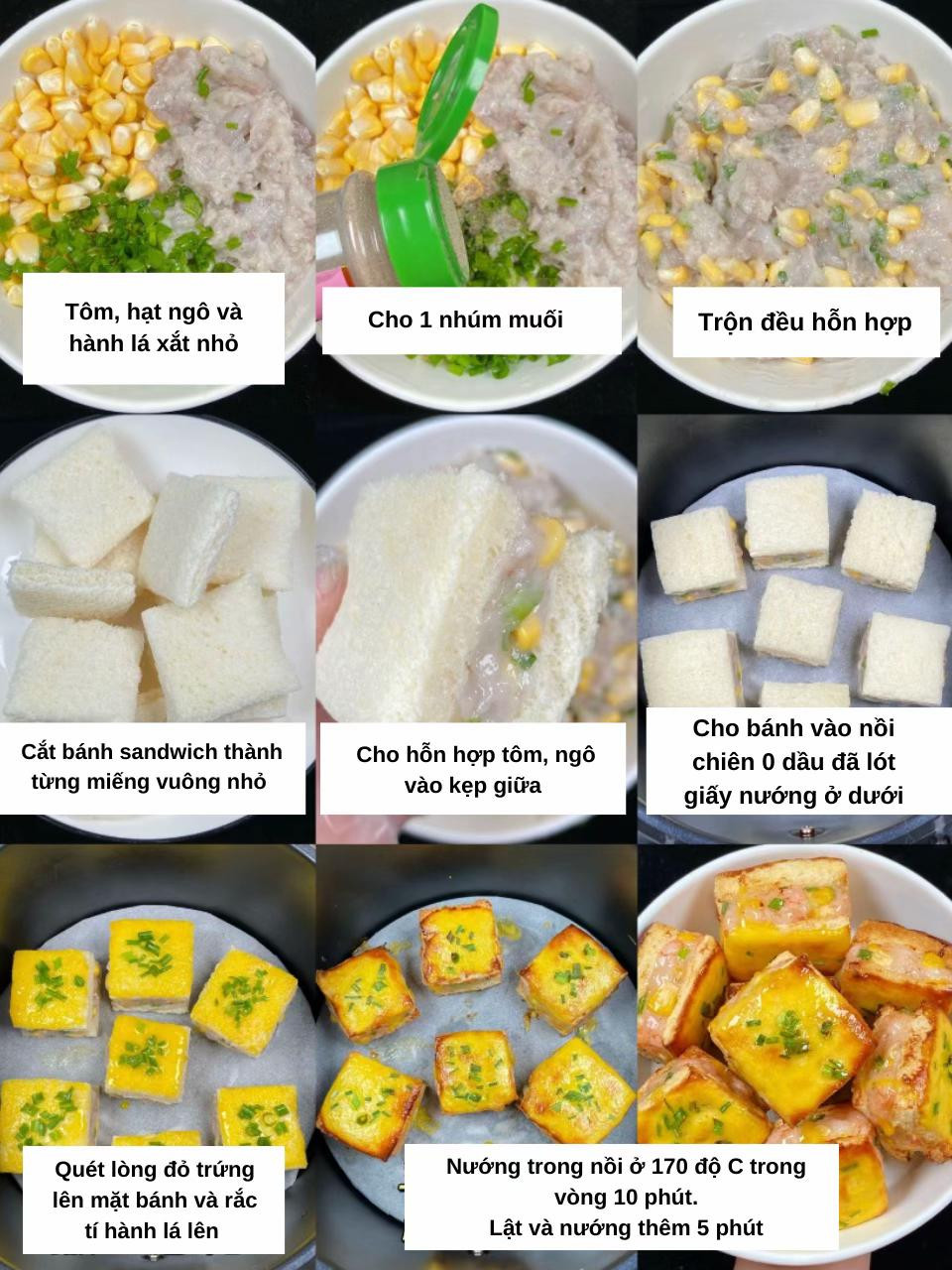 Bánh nhân tôm và ngô nướng, món ăn vặt đơn giản làm nhanh trong 10 phút
