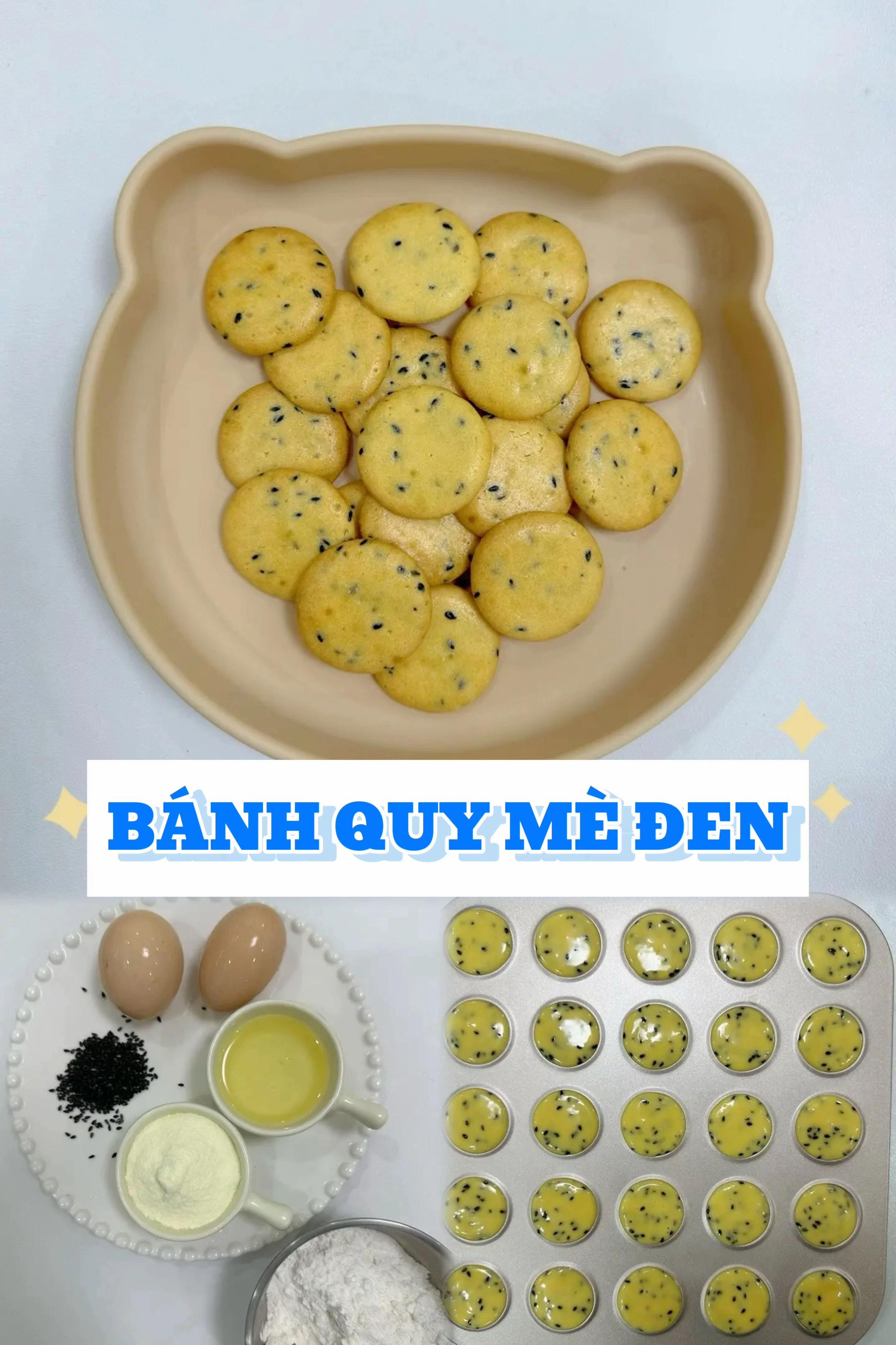 Bánh quy mè đen thơm giòn béo bổ cho bé, công thức làm bánh quy dinh dưỡng từ trứng gà và sữa công thức