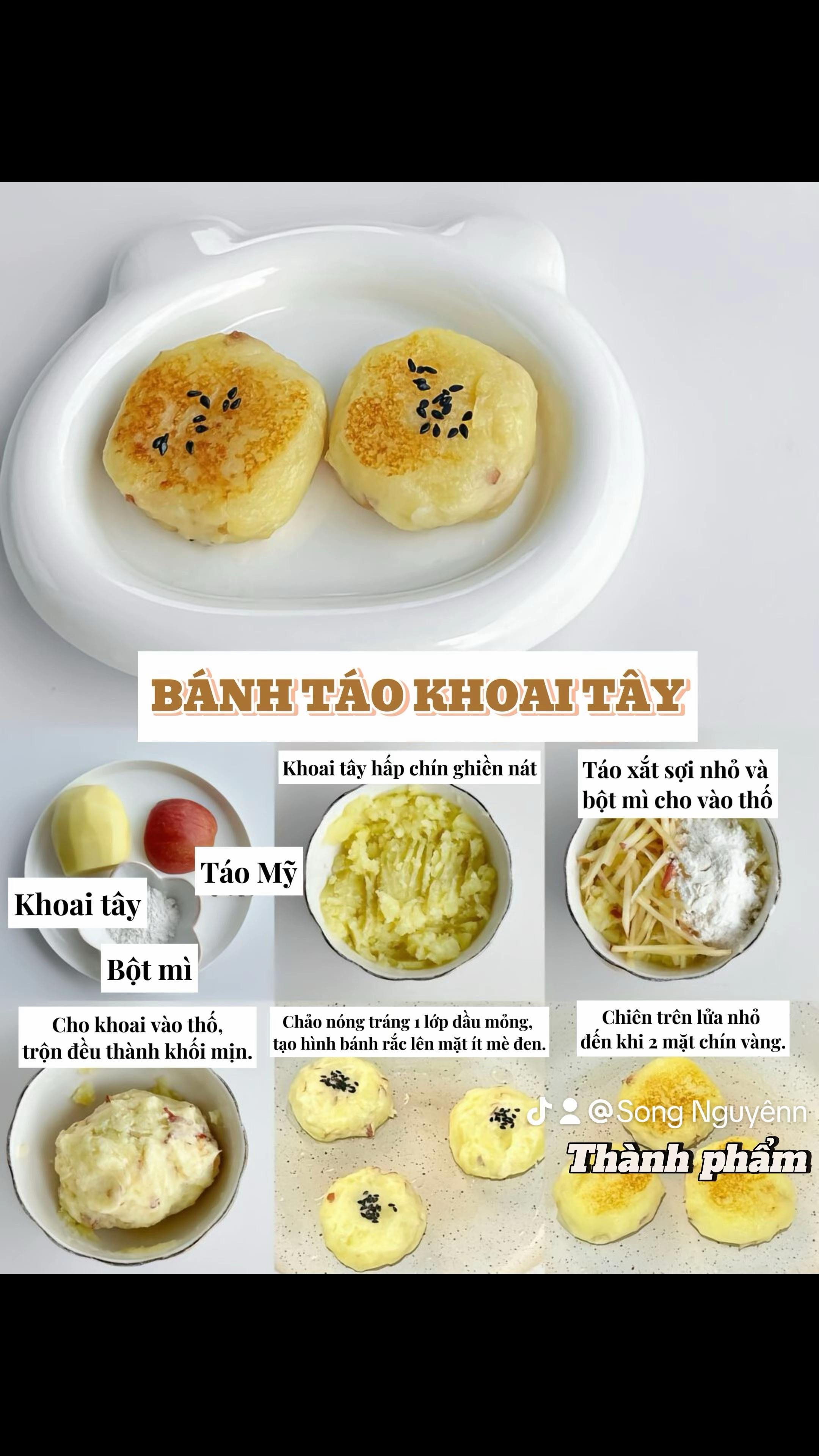 Bánh táo khoai tây chiên vàng giòn, món ăn dặm bổ dưỡng cho bé