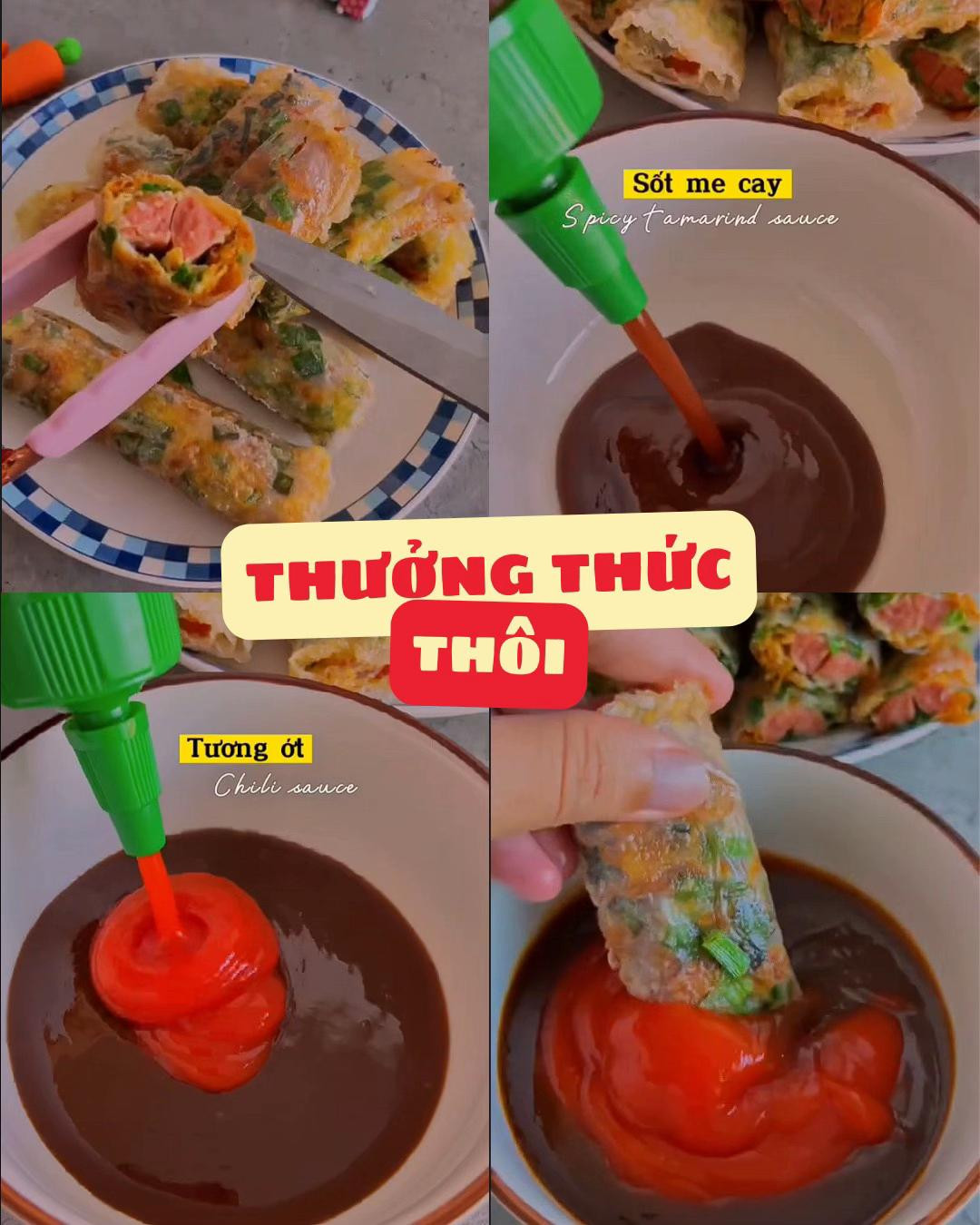 Bánh tráng chiên siêu dính với trứng, xúc xích và tép sấy