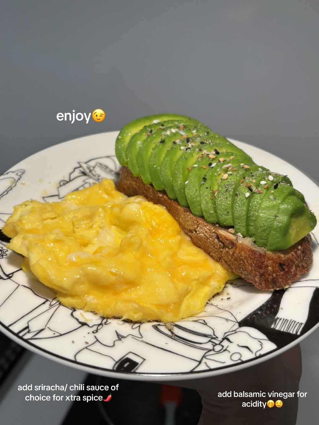 Basic Avocado Toast and Folded Eggs Recipe on Sourdough Bread