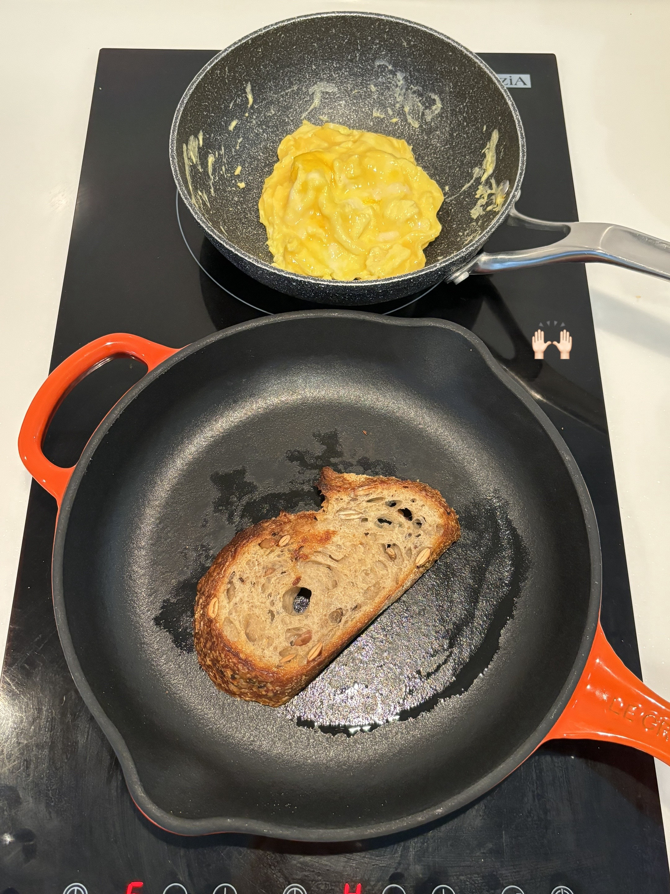 Basic Avocado Toast and Folded Eggs Recipe on Sourdough Bread