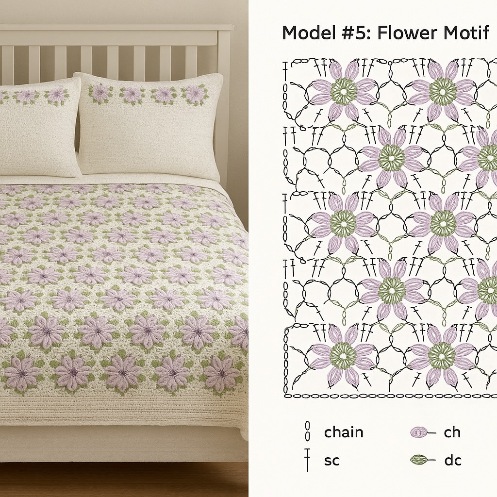 Beautiful Crochet Blanket Patterns: Blue Waves, Yellow Fans, and Purple Flowers