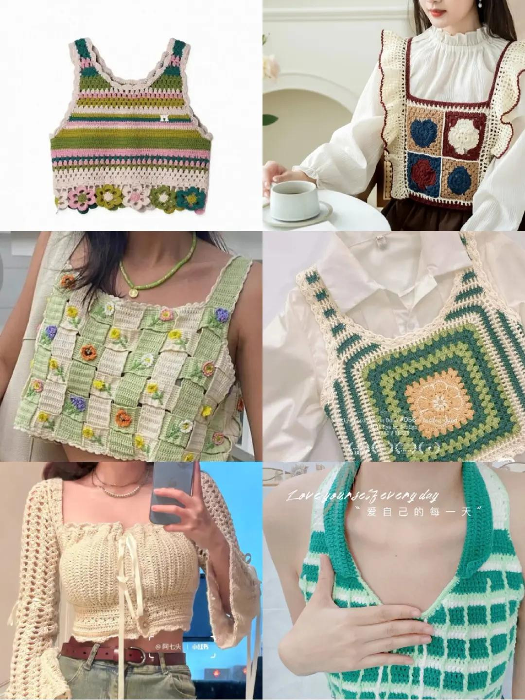 Beautiful Crochet Crop Top Charts with Flower Edges