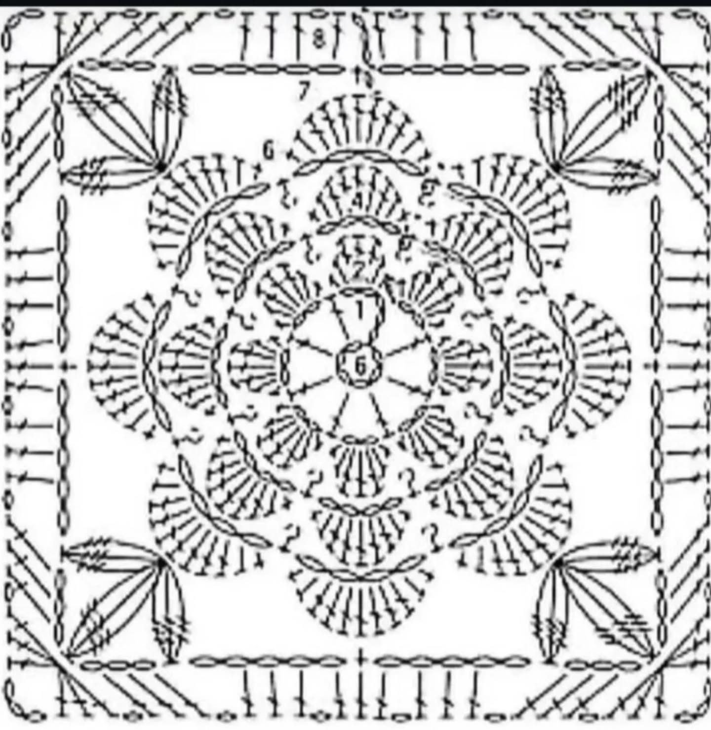 Beautiful Crochet Flower Motif Pattern with Green Leaves