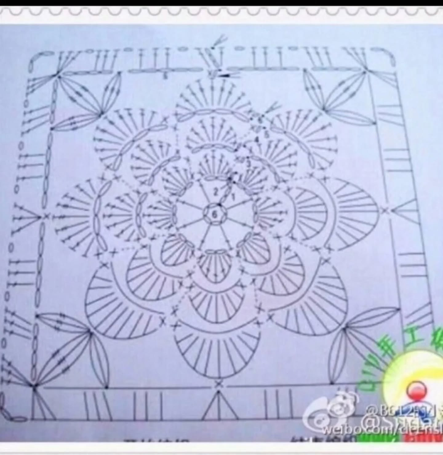 Beautiful Crochet Flower Motif Pattern with Green Leaves