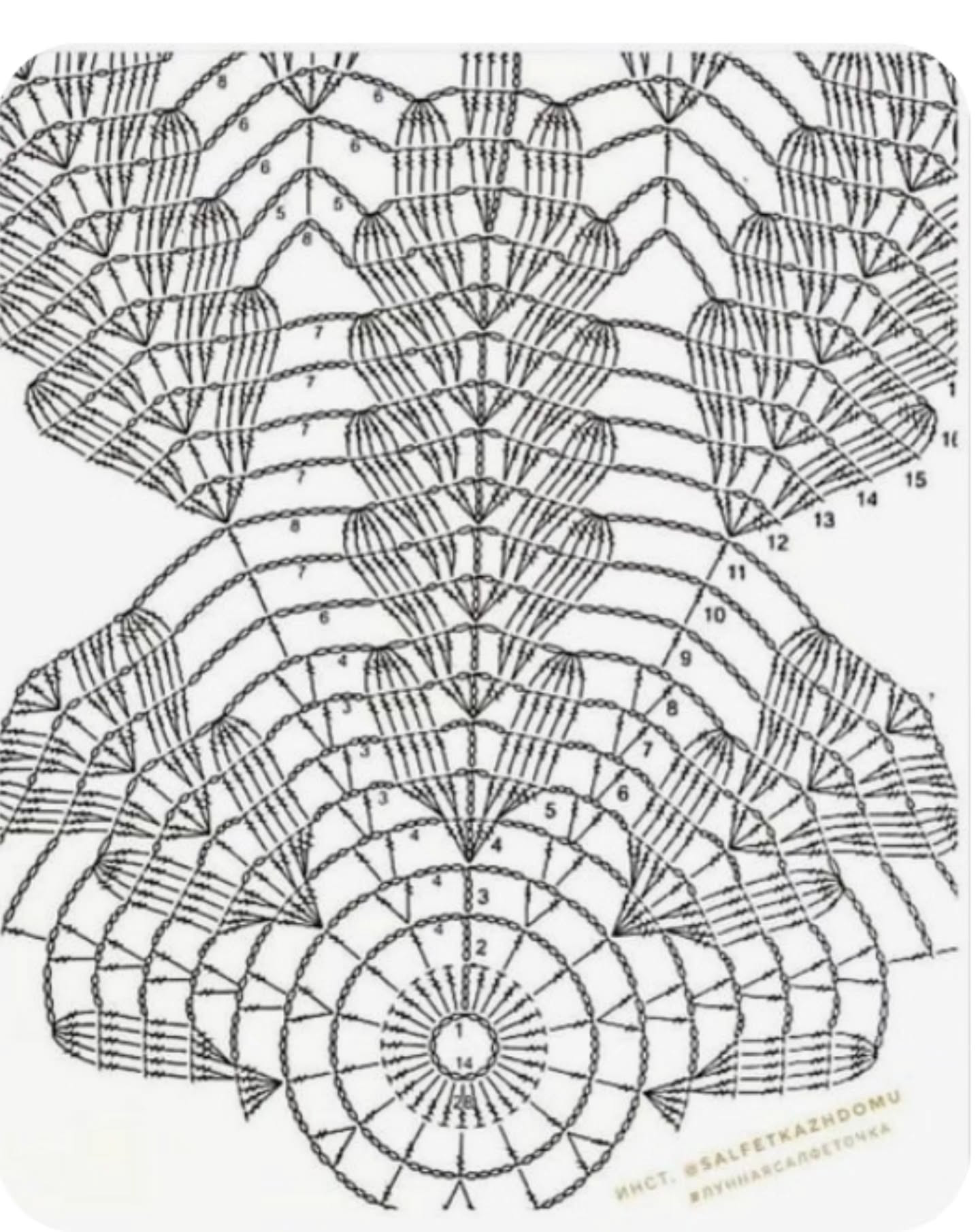 Beautiful Crochet Tablecloth with Detailed Flat Chart Pattern