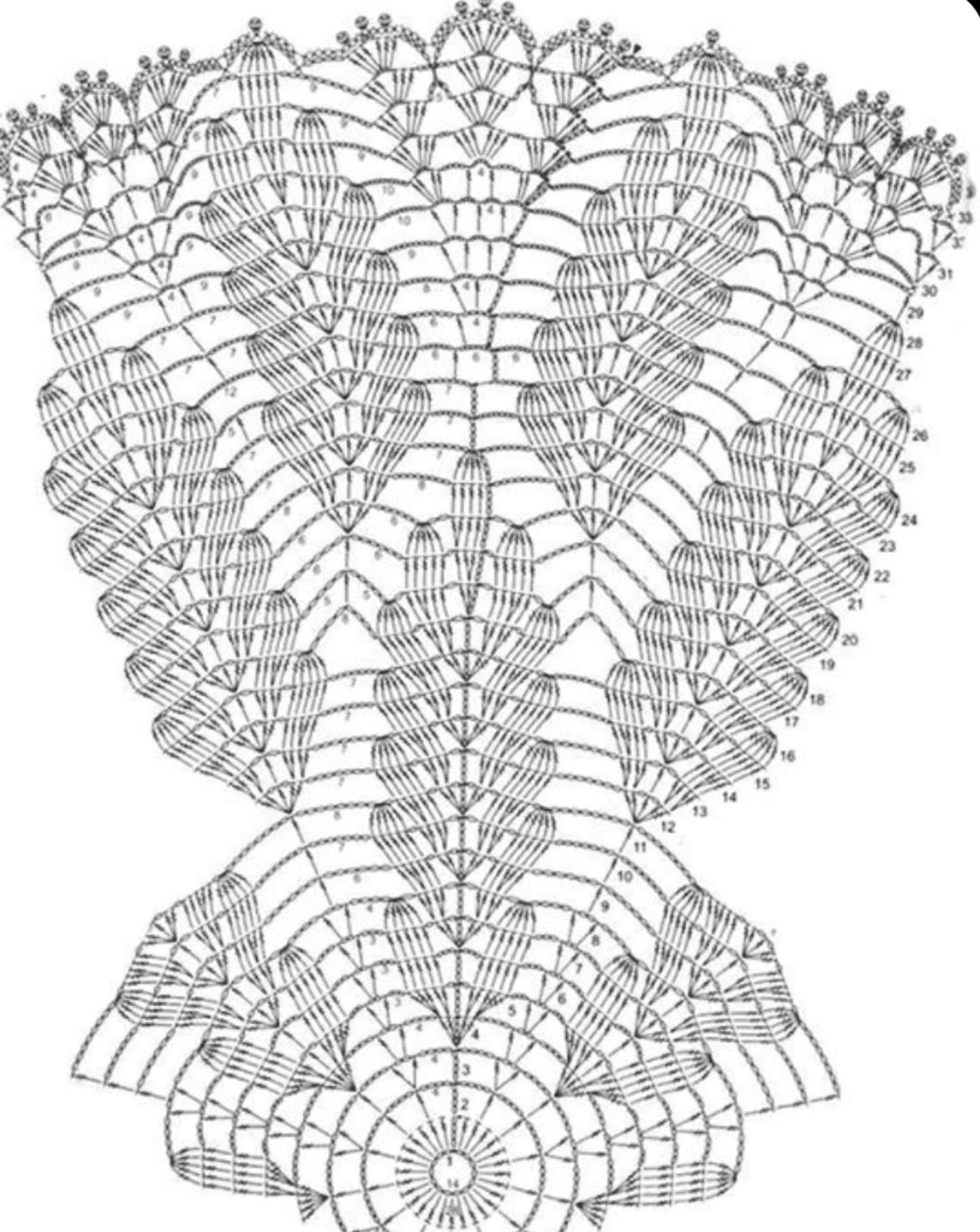 Beautiful Crochet Tablecloth with Detailed Flat Chart Pattern