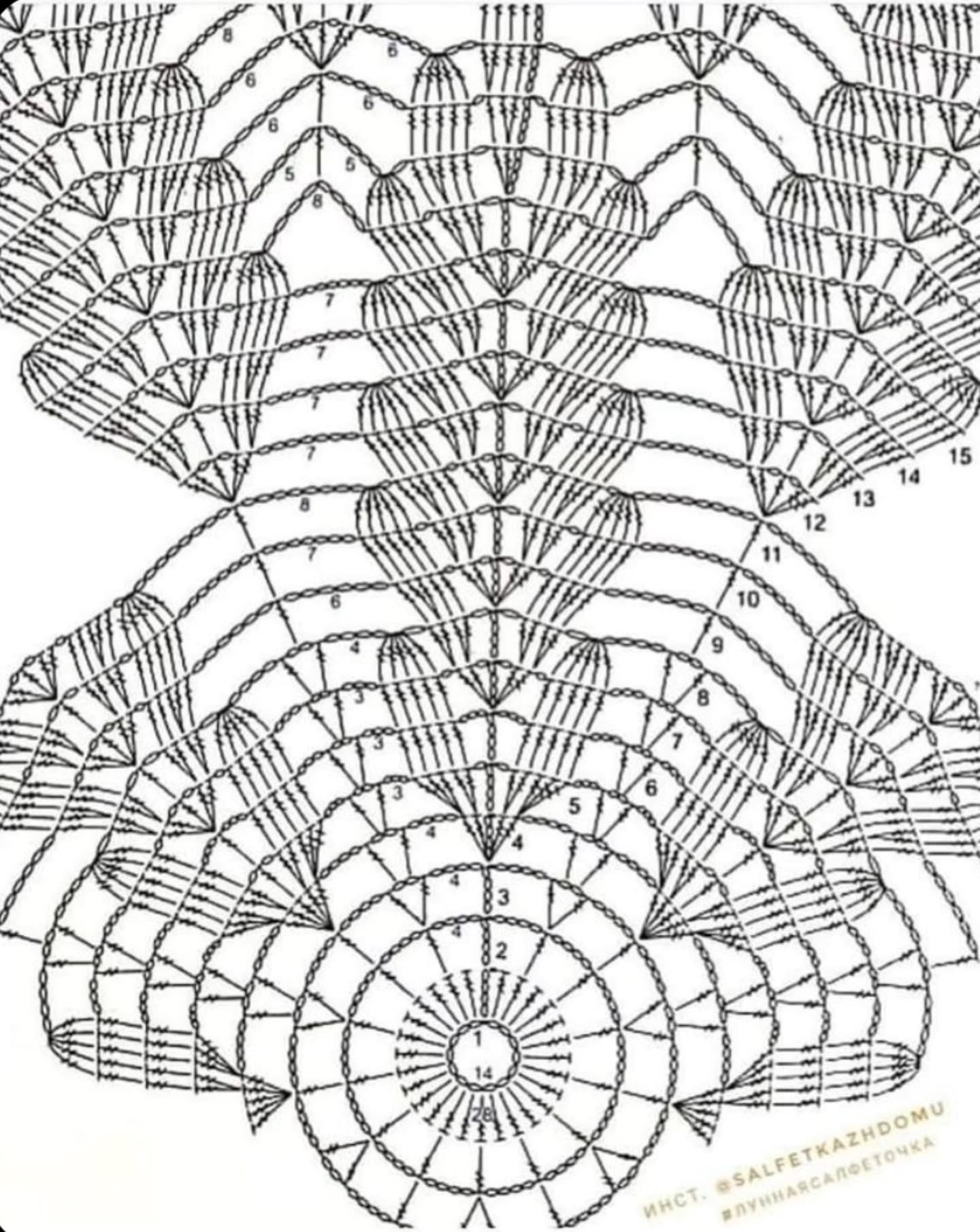 Beautiful Crochet Tablecloth with Detailed Flat Chart Pattern