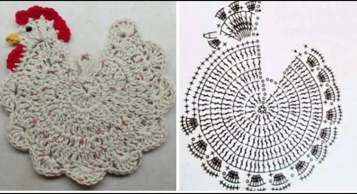 Beautiful Crocheted Chicken Pot Holder Pattern with Chart