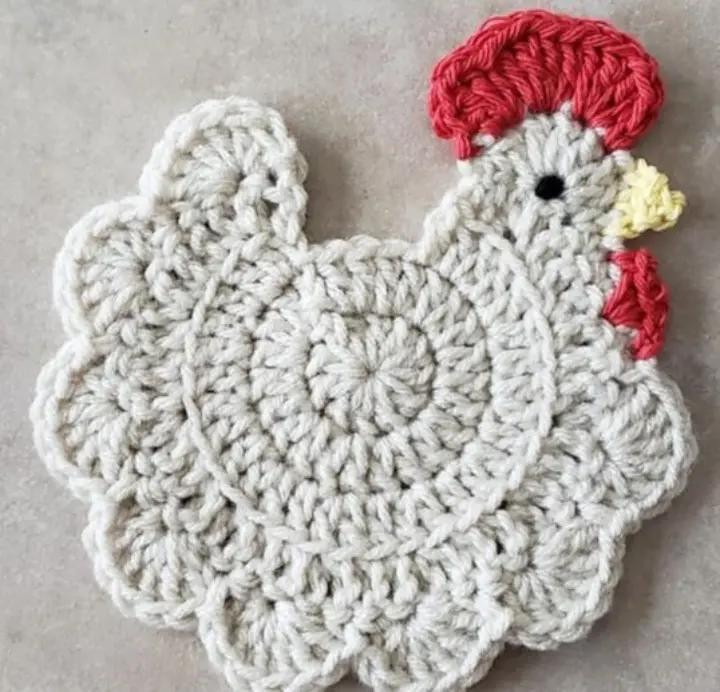 Beautiful Crocheted Chicken Pot Holder Pattern with Chart