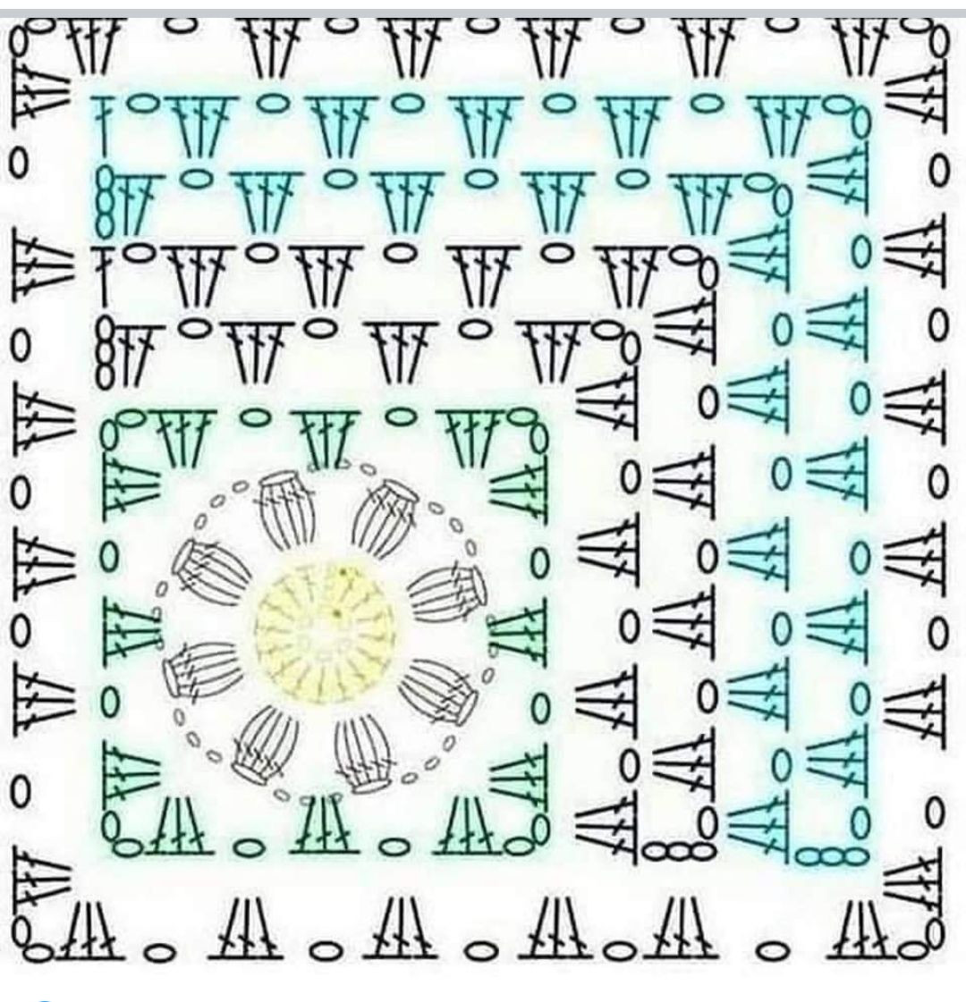 Beautiful Flower Crochet Square and Detailed Flat Charts Pattern