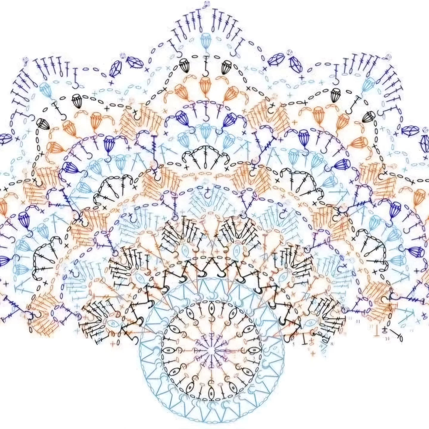 Beautiful Green and Pink Crochet Mandala Wall Hanging Pattern Chart