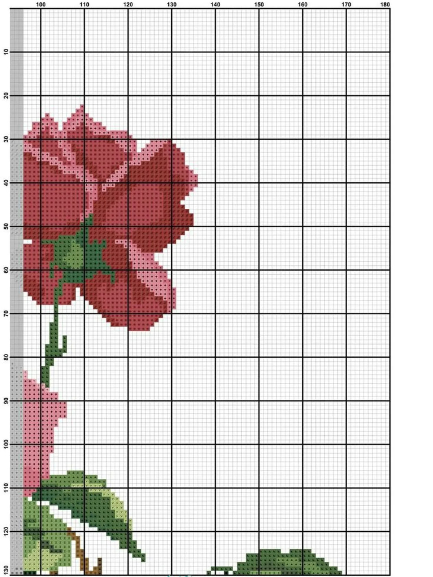 Beautiful Multi-Colored Rose Vine Cross Stitch Pattern Chart by Sweet Garden