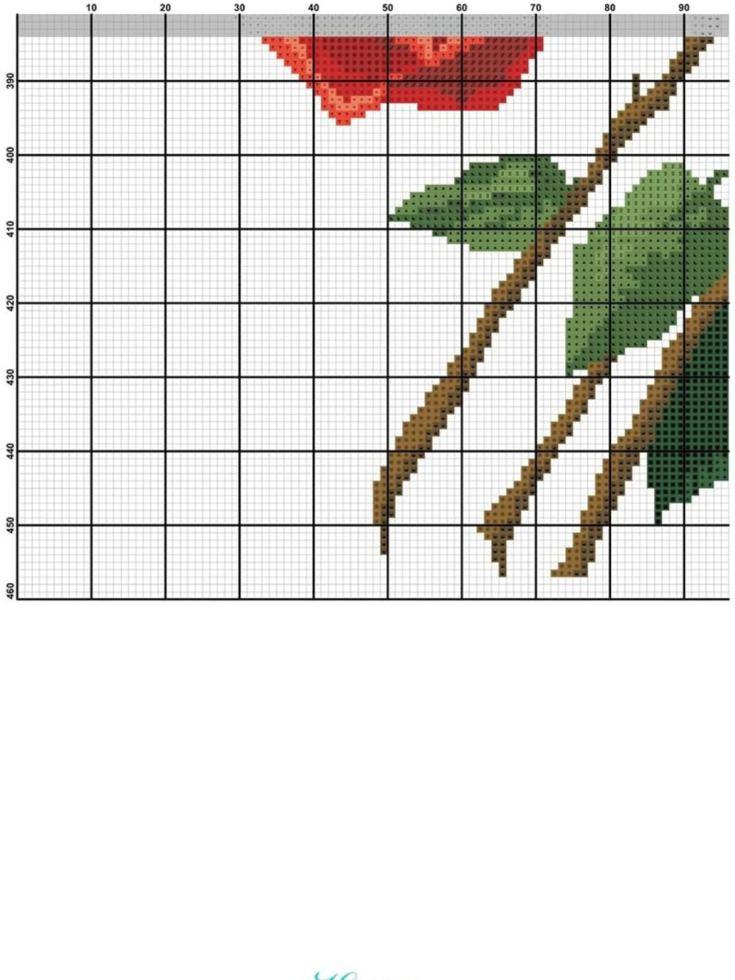 Beautiful Multi-Colored Rose Vine Cross Stitch Pattern Chart by Sweet Garden