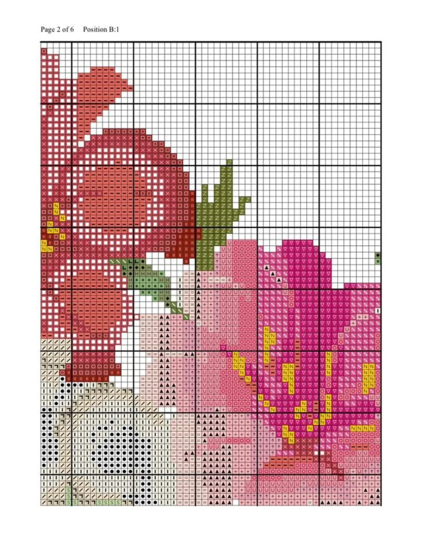 Beautiful Rose and Bird Cross Stitch Pixel Chart Pattern