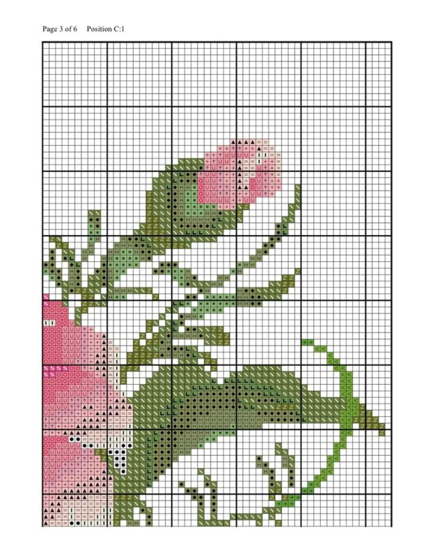 Beautiful Rose and Bird Cross Stitch Pixel Chart Pattern